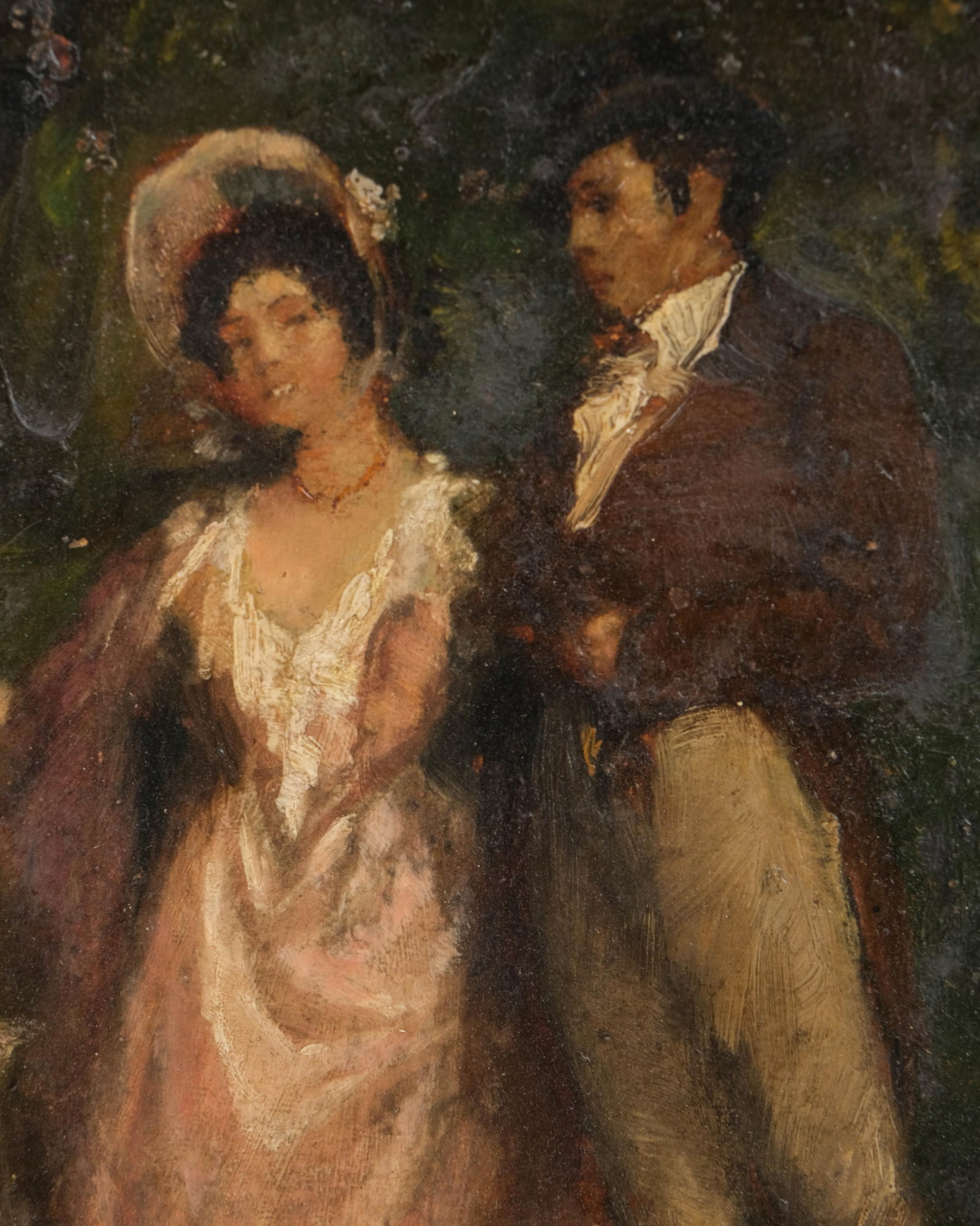 No Reserve- Miklos Mihalovits, The Promenade, Signed Oil on Cardboard Painting, Circa 1918 - 5