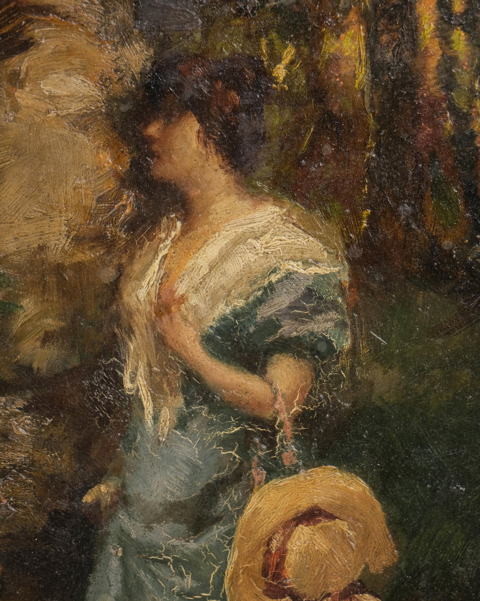No Reserve- Miklos Mihalovits, The Promenade, Signed Oil on Cardboard Painting, Circa 1918 - 8