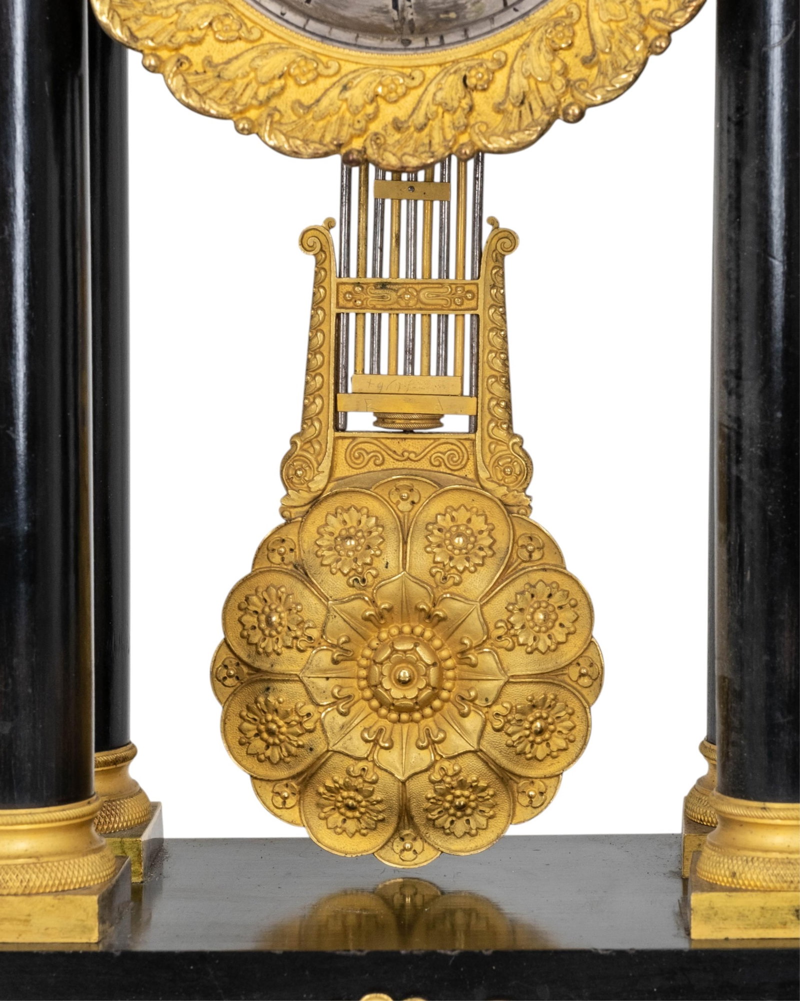 No Reserve- French Empire Portico Mantel Clock With Gilt Bronze Mounts, R&F Paris Movement, 19th - 3