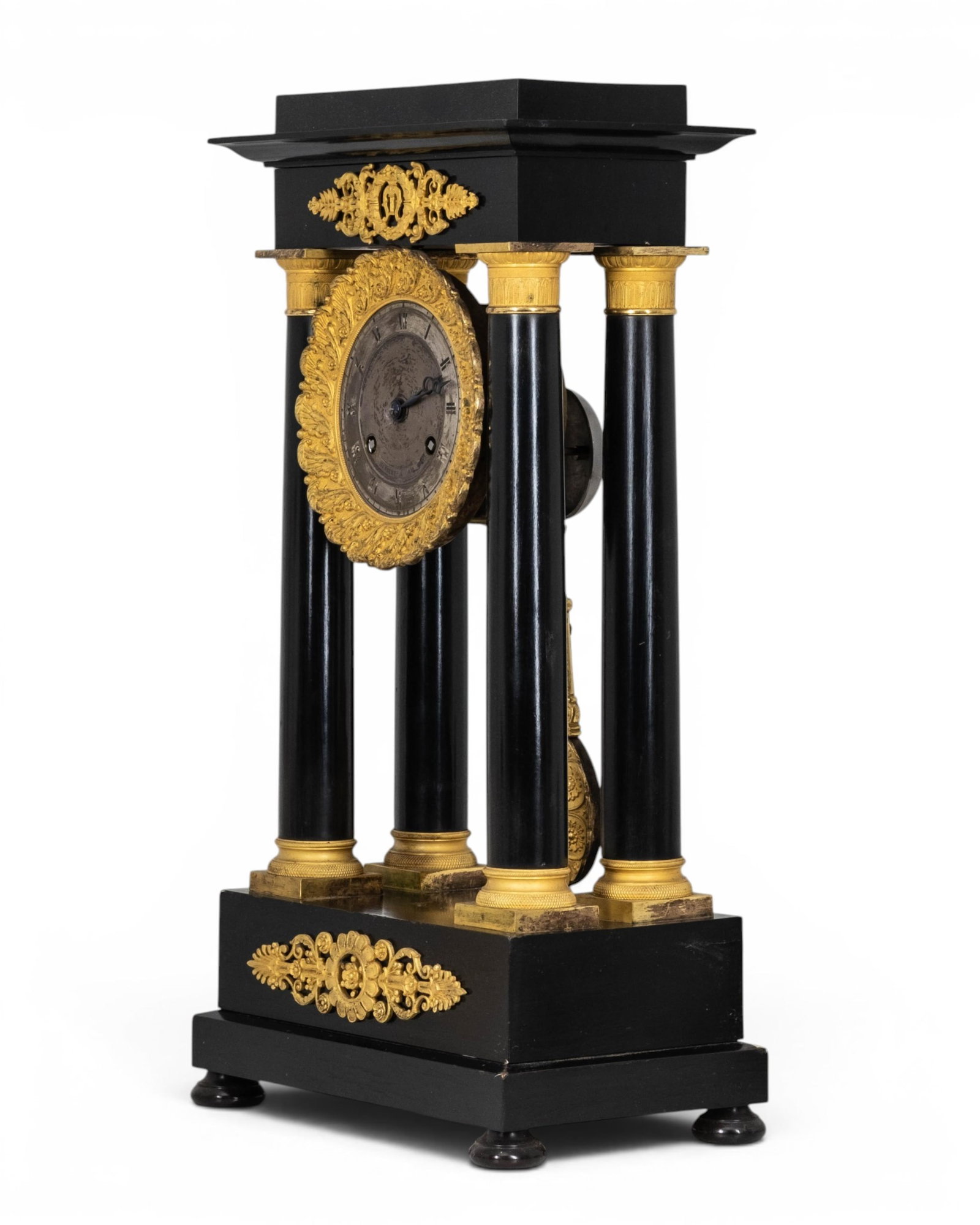 No Reserve- French Empire Portico Mantel Clock With Gilt Bronze Mounts, R&F Paris Movement, 19th - 5