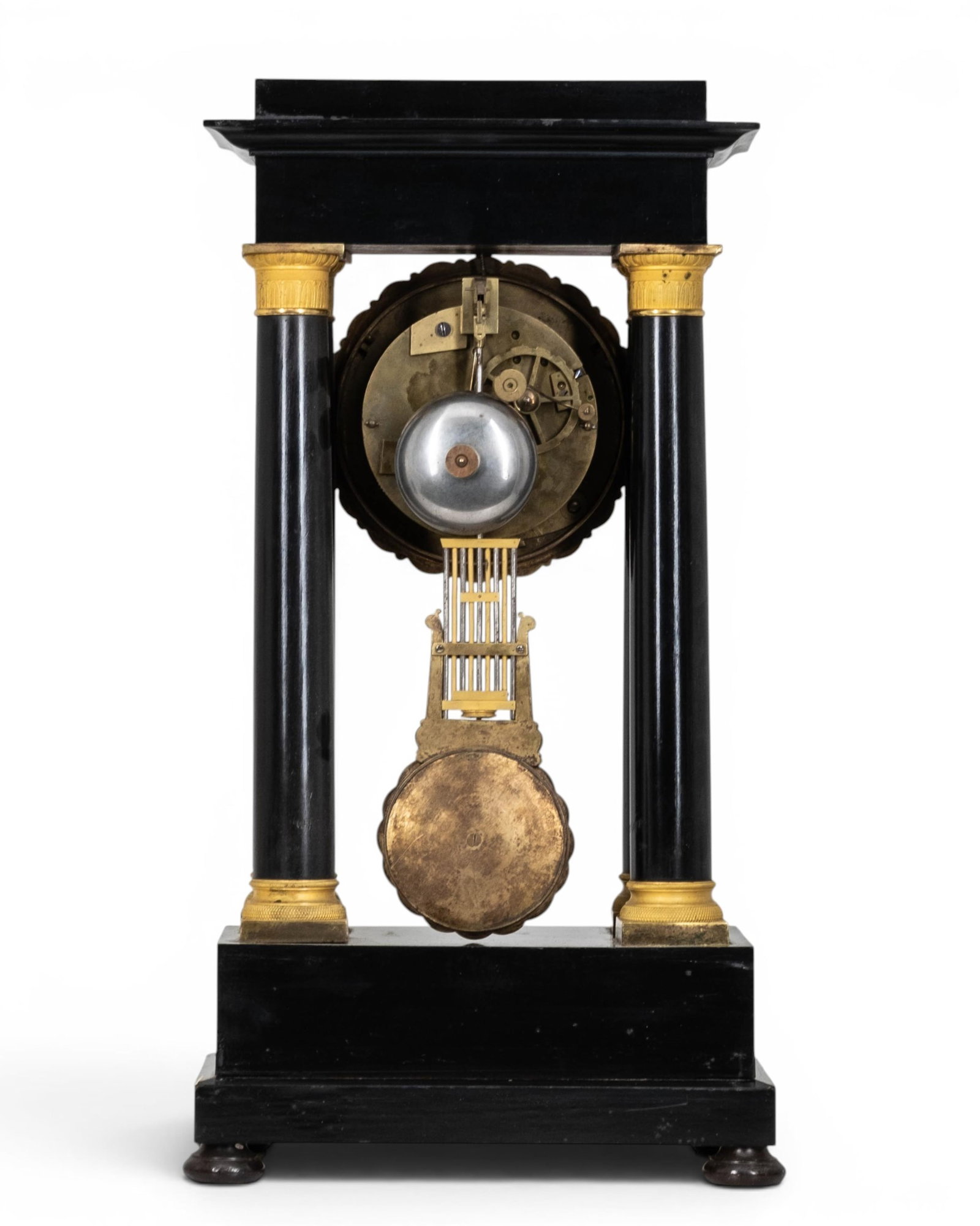No Reserve- French Empire Portico Mantel Clock With Gilt Bronze Mounts, R&F Paris Movement, 19th - 6