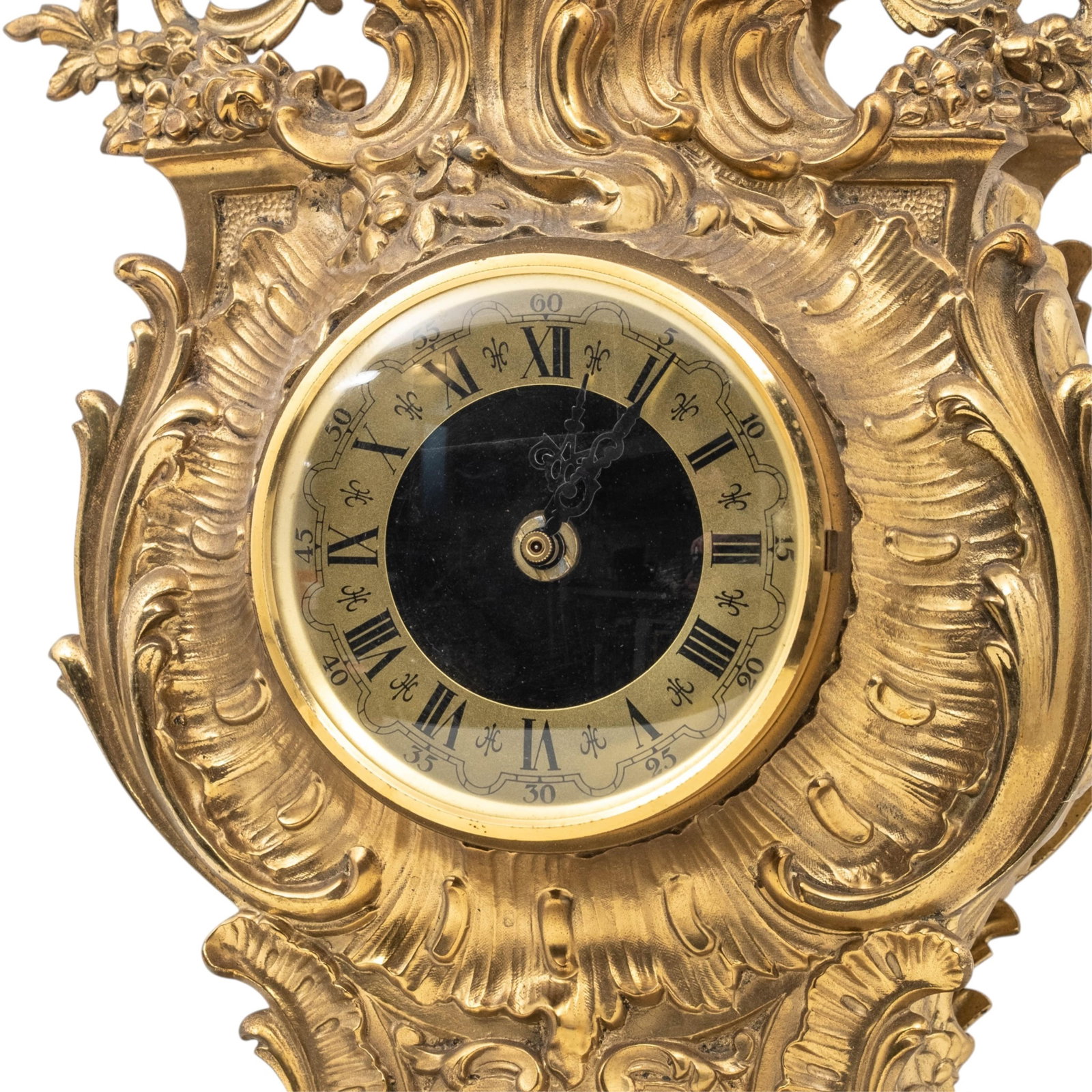 No Reserve- Louis XV-Style Gilt-Bronze Rococo 24-inch Mantel Clock With Quartz Movement - 4