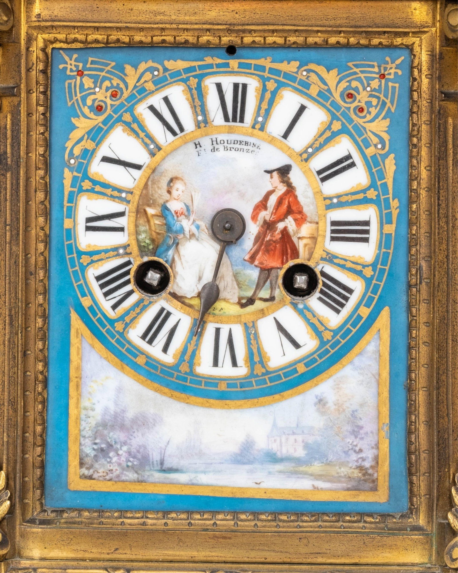 No Reserve- H Houdibine Signed Louis XVI Style Gilt Bronze Mantel Clock with Sevres Porcelain, 19th - 2