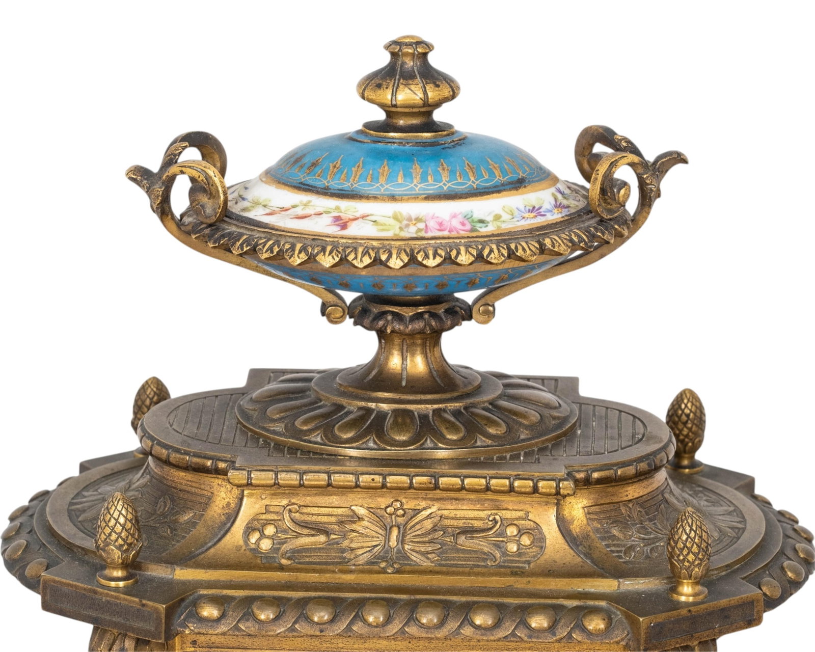 No Reserve- H Houdibine Signed Louis XVI Style Gilt Bronze Mantel Clock with Sevres Porcelain, 19th - 4