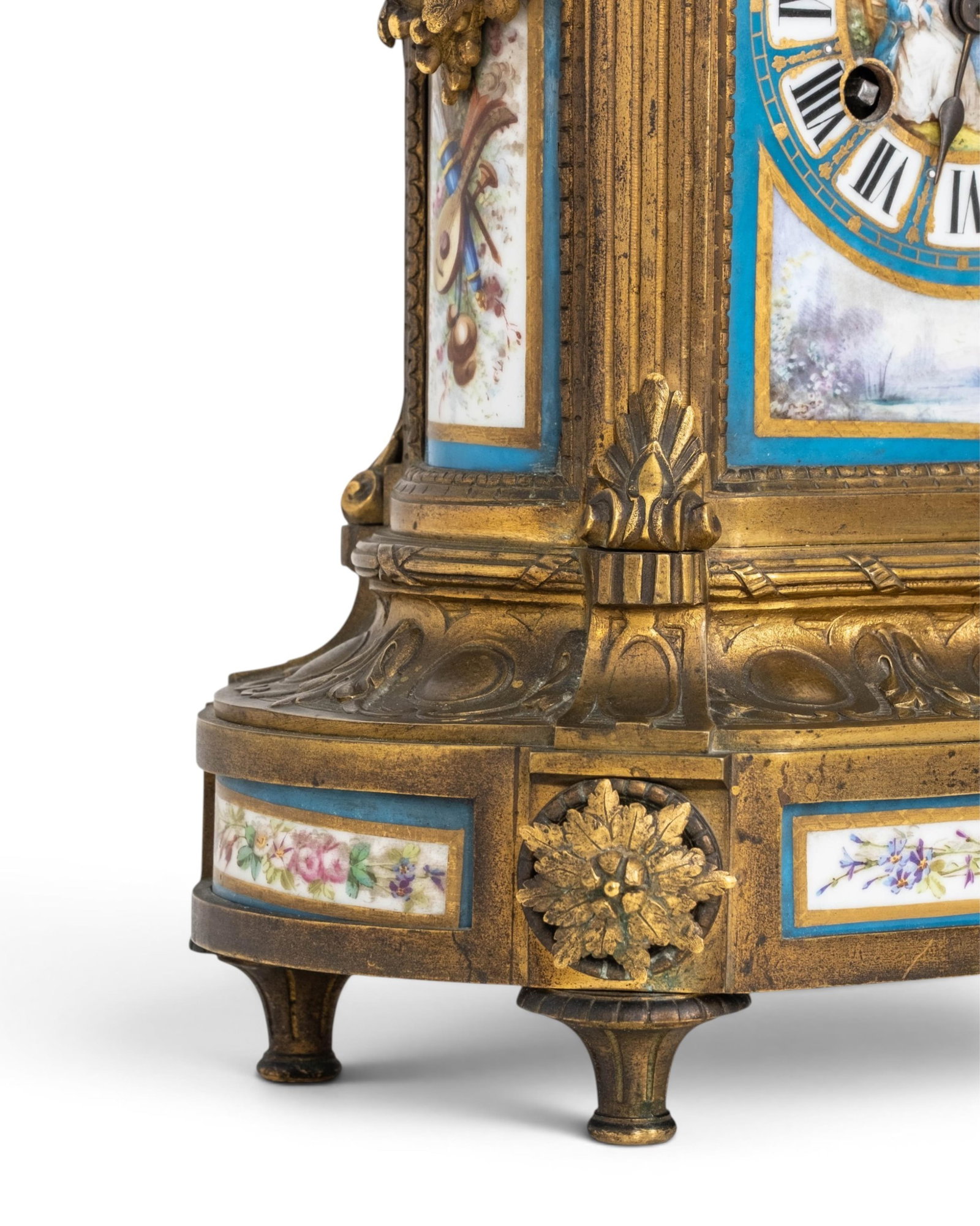 No Reserve- H Houdibine Signed Louis XVI Style Gilt Bronze Mantel Clock with Sevres Porcelain, 19th - 5