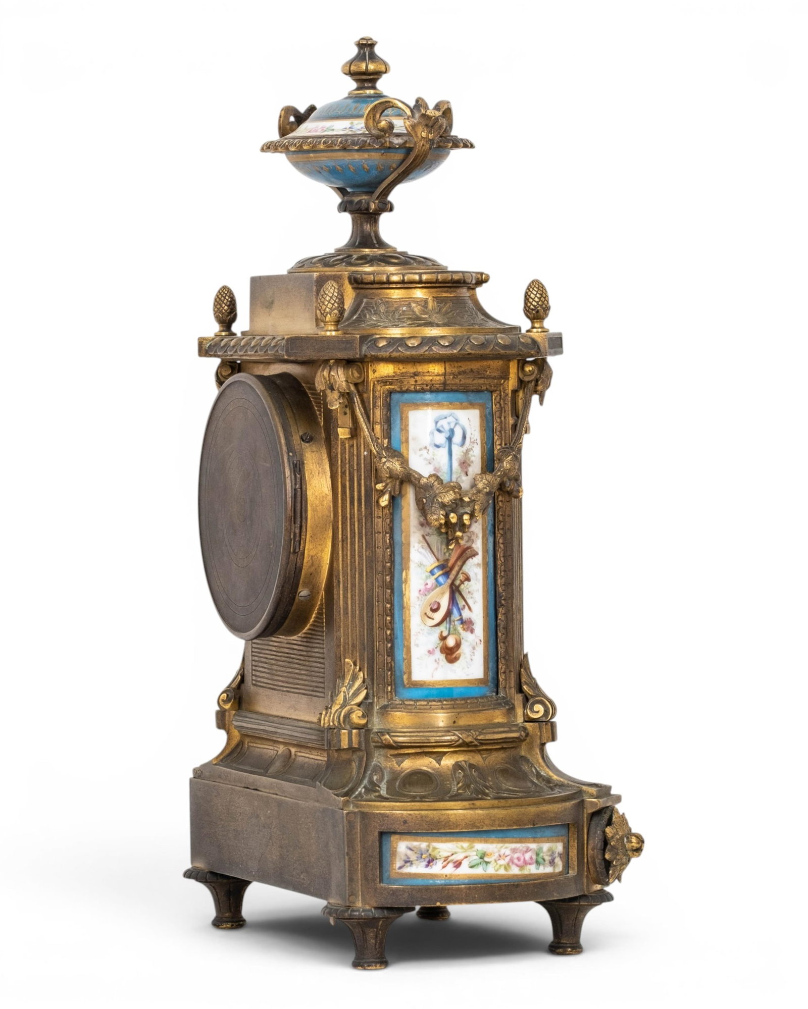 No Reserve- H Houdibine Signed Louis XVI Style Gilt Bronze Mantel Clock with Sevres Porcelain, 19th - 9