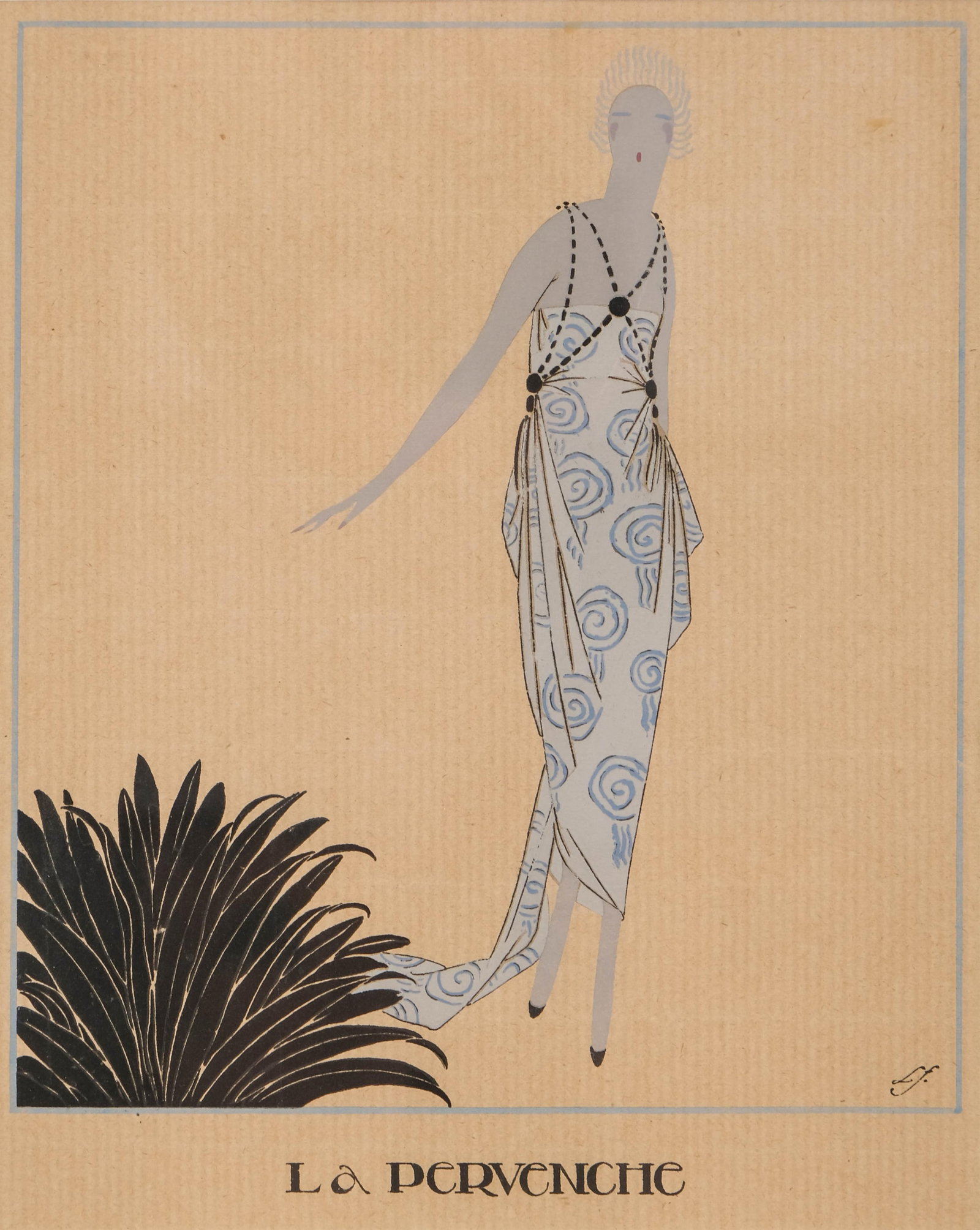 No Reserve- Liano Flores, signed Art Nouveau Deco Hand Colored Pochoir Fashion Fine Print, 1919 (1 of 11)