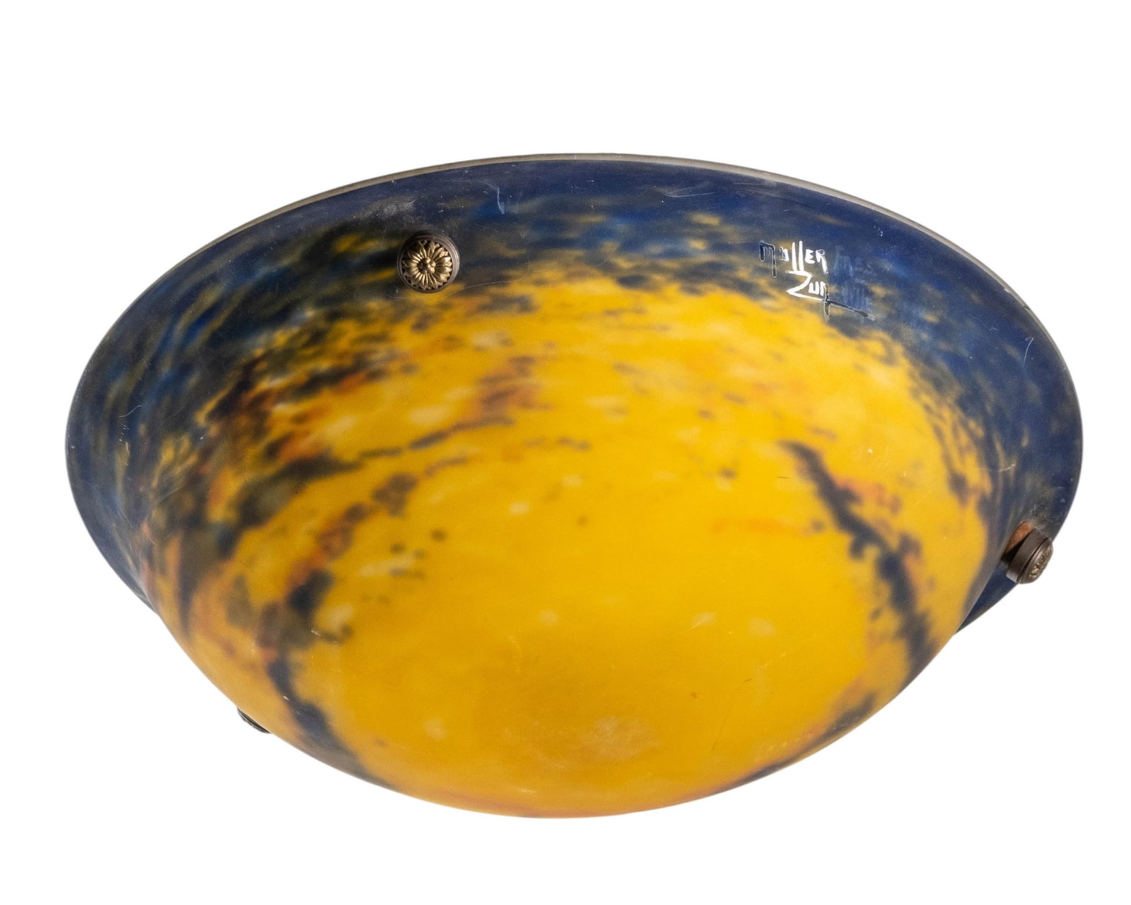 No Reserve- Muller Frères Luneville Art Deco Marbled Glass Light Shade (1 of 4)