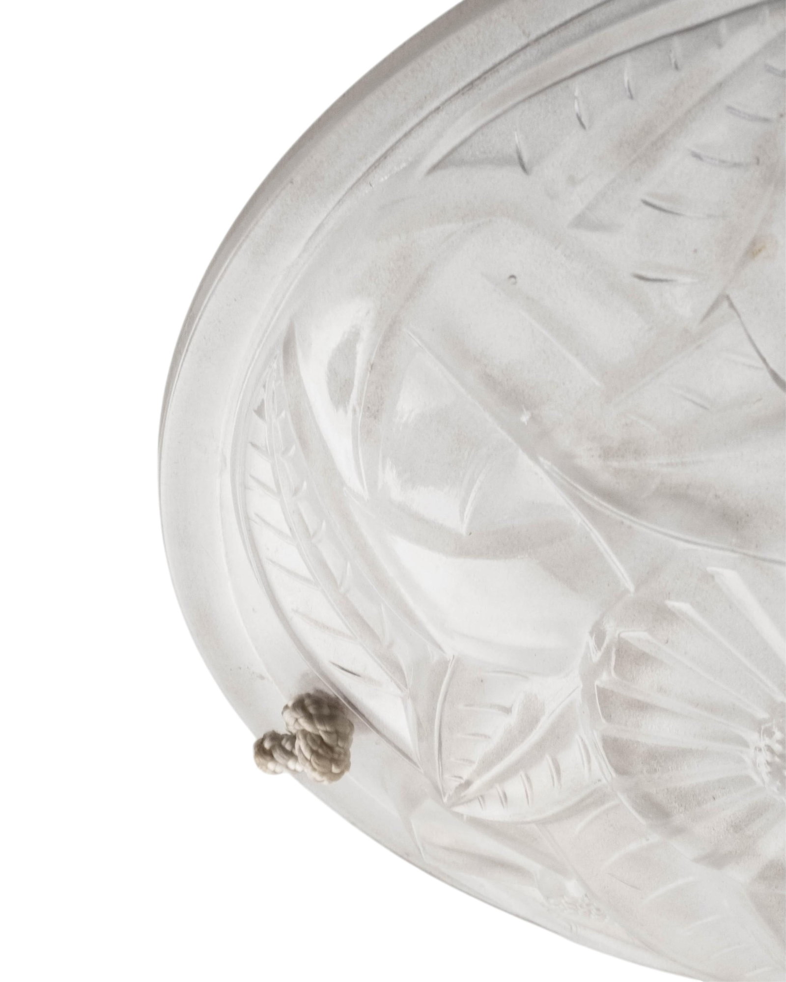 No Reserve- Degue Art Deco Molded Floral Glass Light Shade - 4