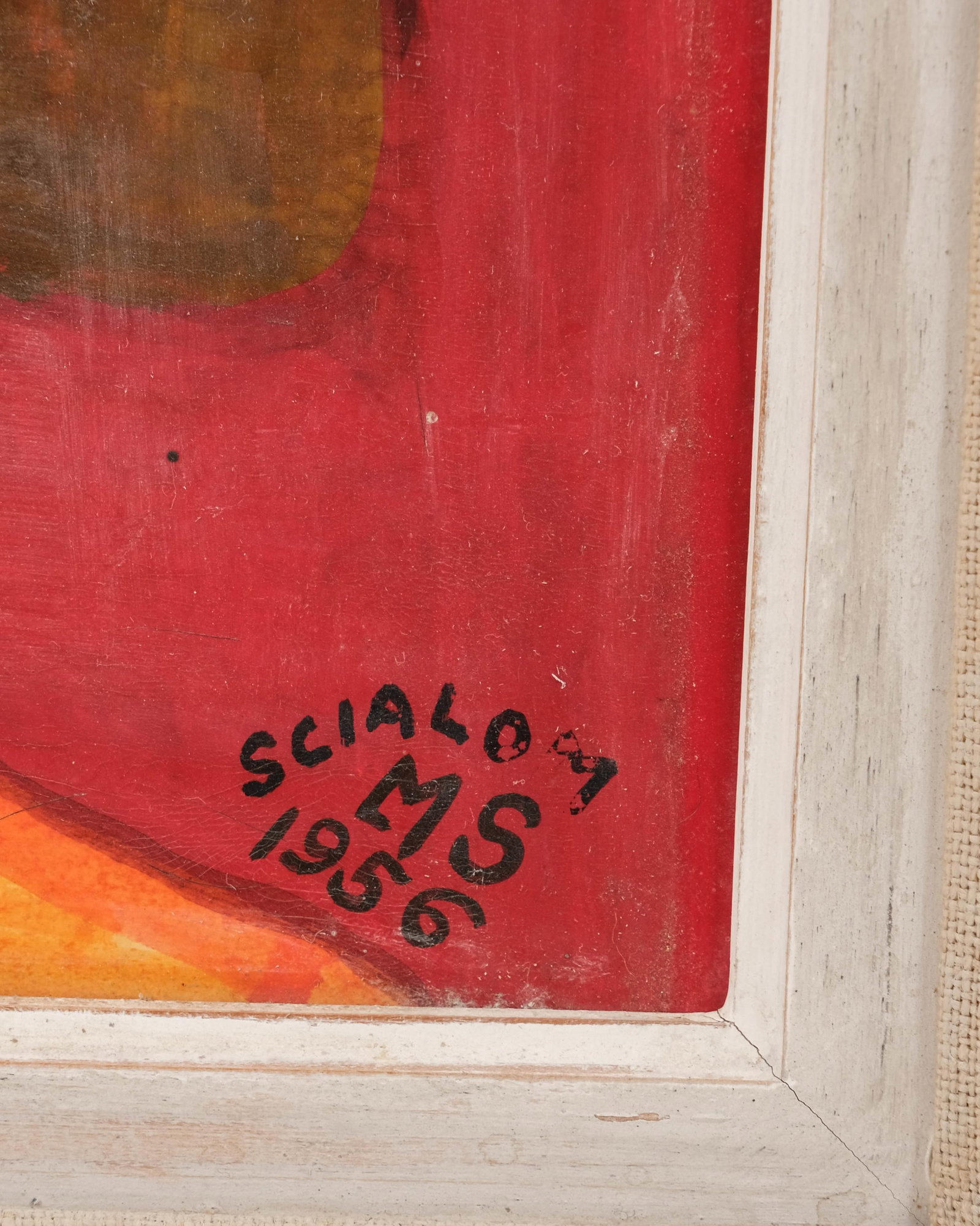 No Reserve- Scialoja Signed Cubist Portrait of a Woman, 1956 Oil on Cardboard - 4