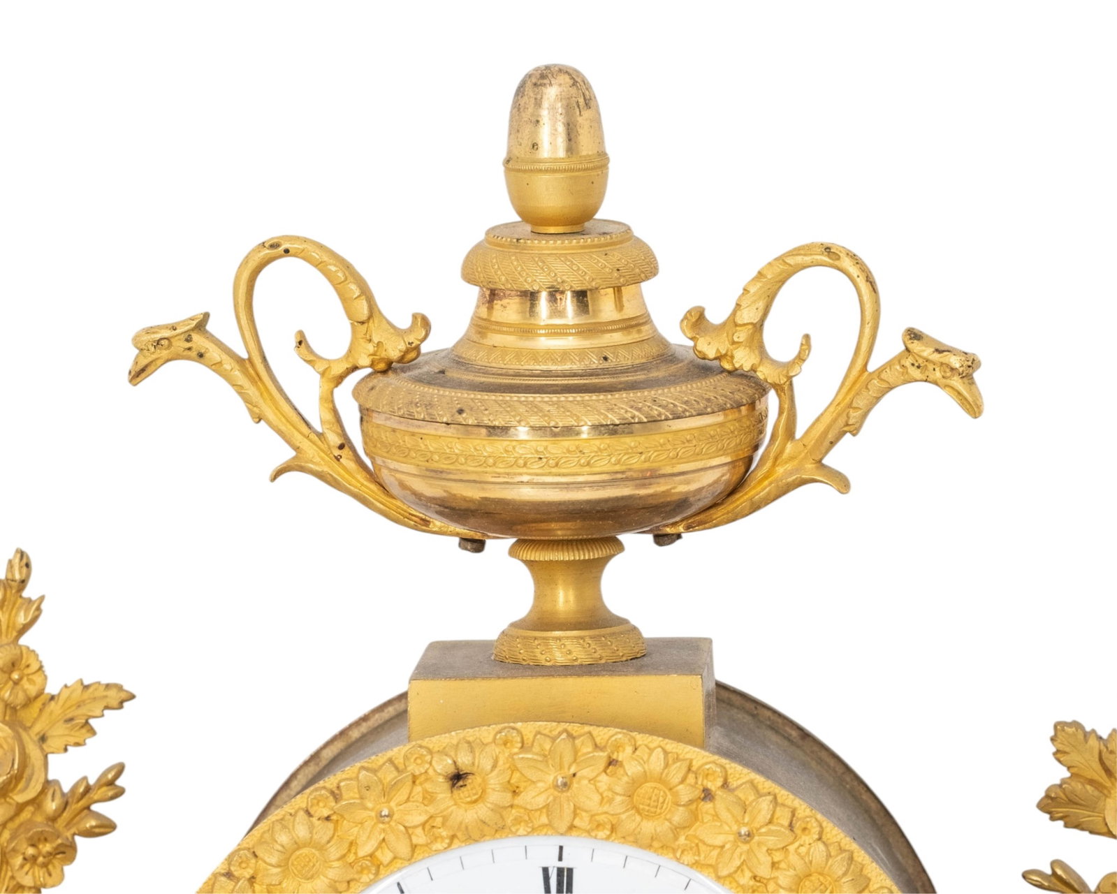 No Reserve- Portico Clock 20" French Restoration Period Gilt Bronze And Marble 19th century - 2