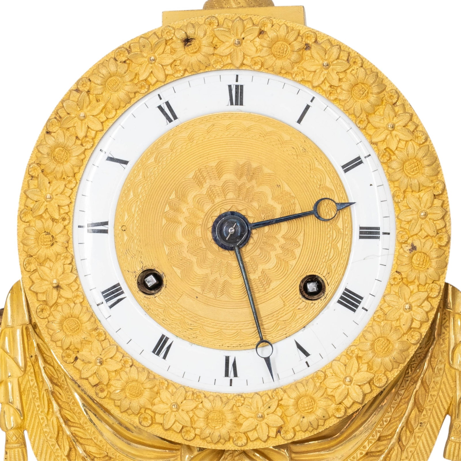 No Reserve- Portico Clock 20" French Restoration Period Gilt Bronze And Marble 19th century - 3