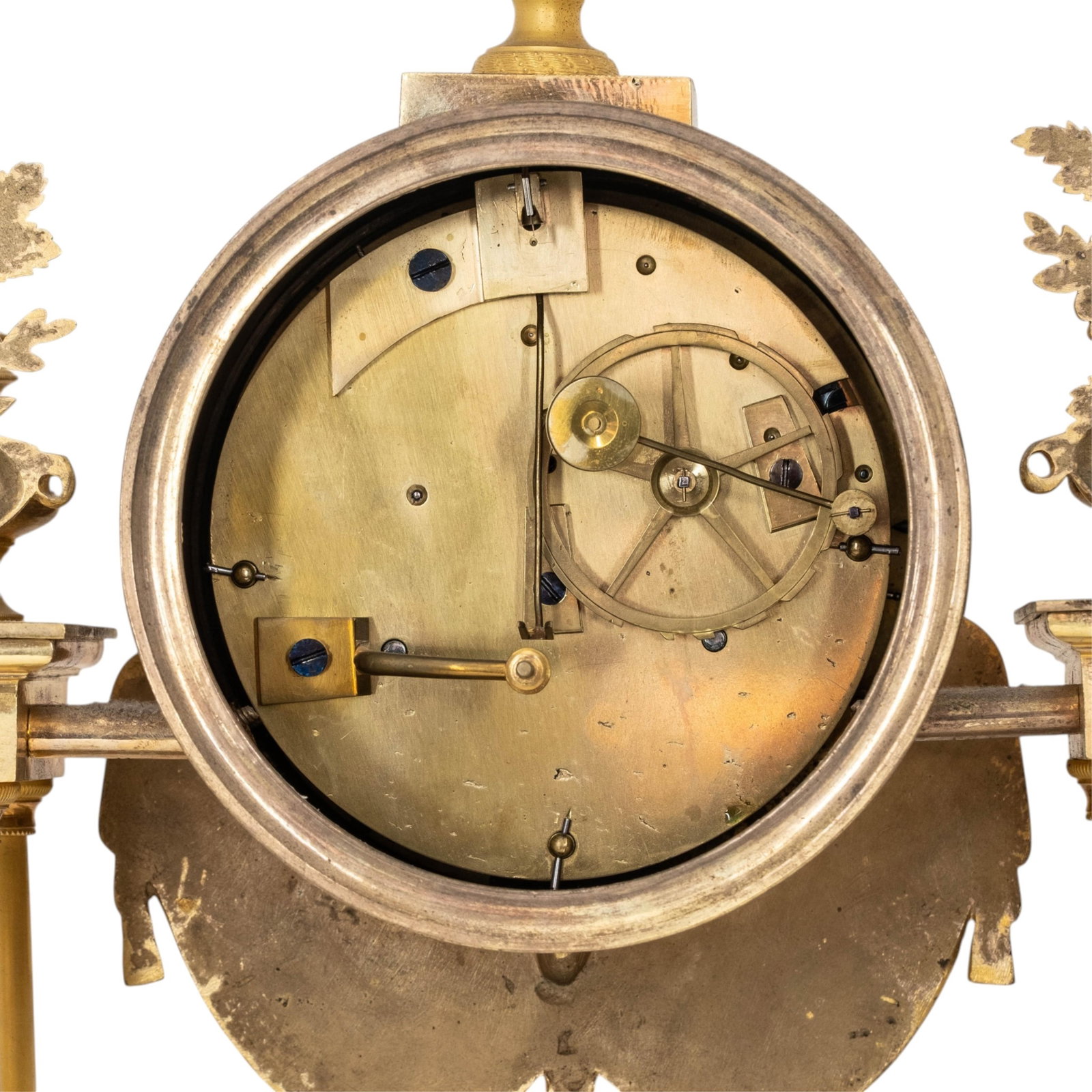 No Reserve- Portico Clock 20" French Restoration Period Gilt Bronze And Marble 19th century - 6