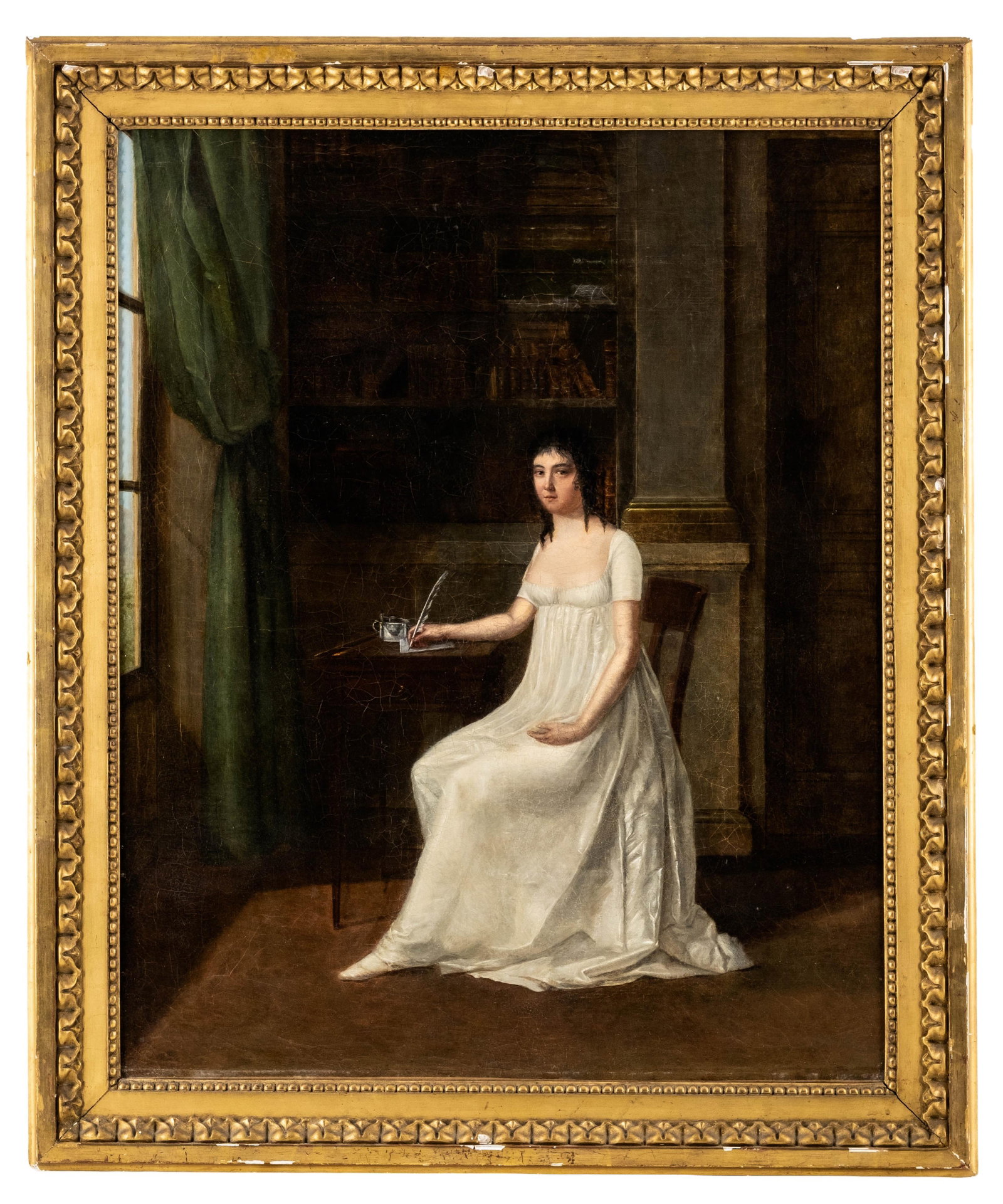 No Reserve- Firmin Massot Swiss Neoclassical Portrait Oil Painting C.1810 - 3