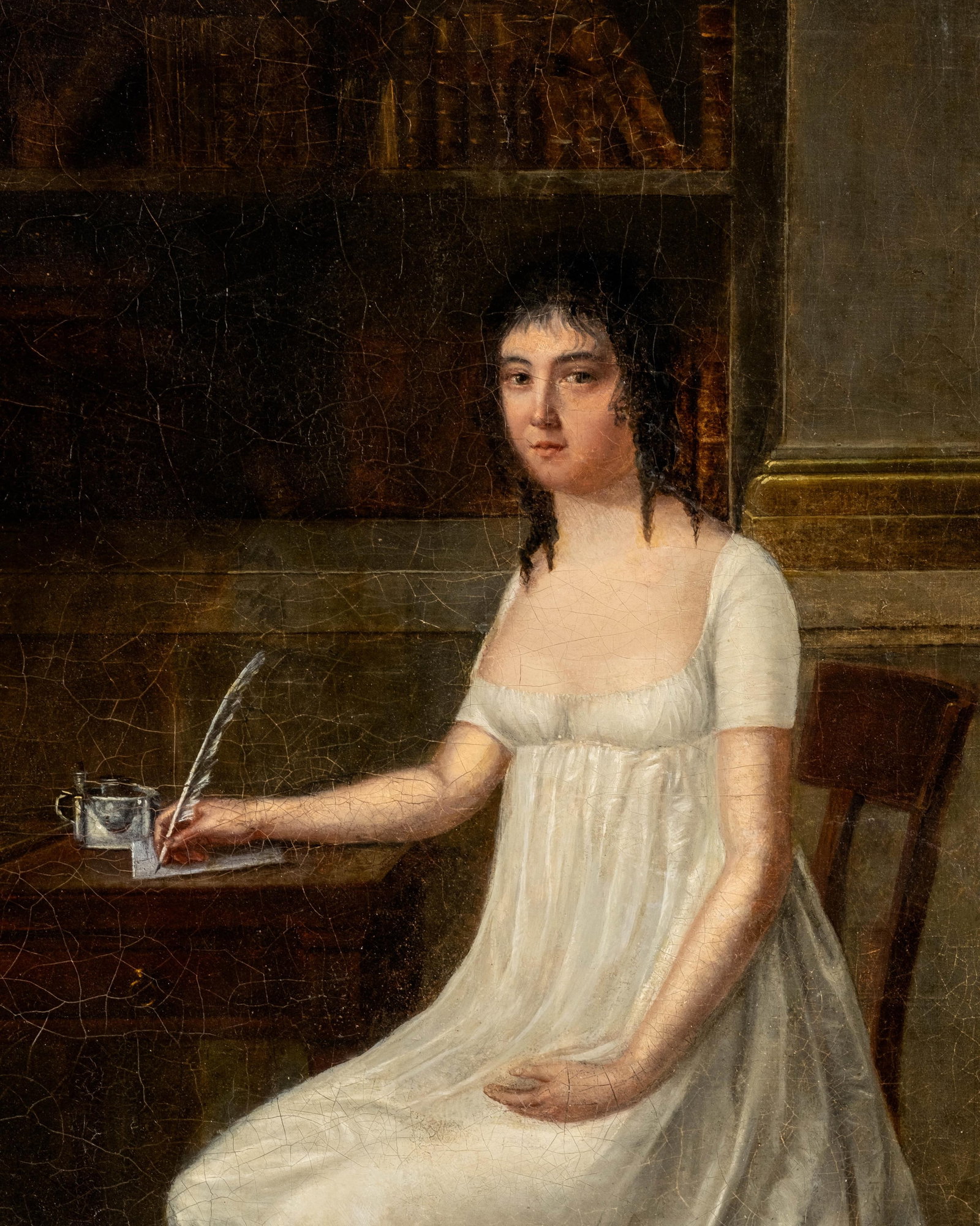 No Reserve- Firmin Massot Swiss Neoclassical Portrait Oil Painting C.1810 - 4