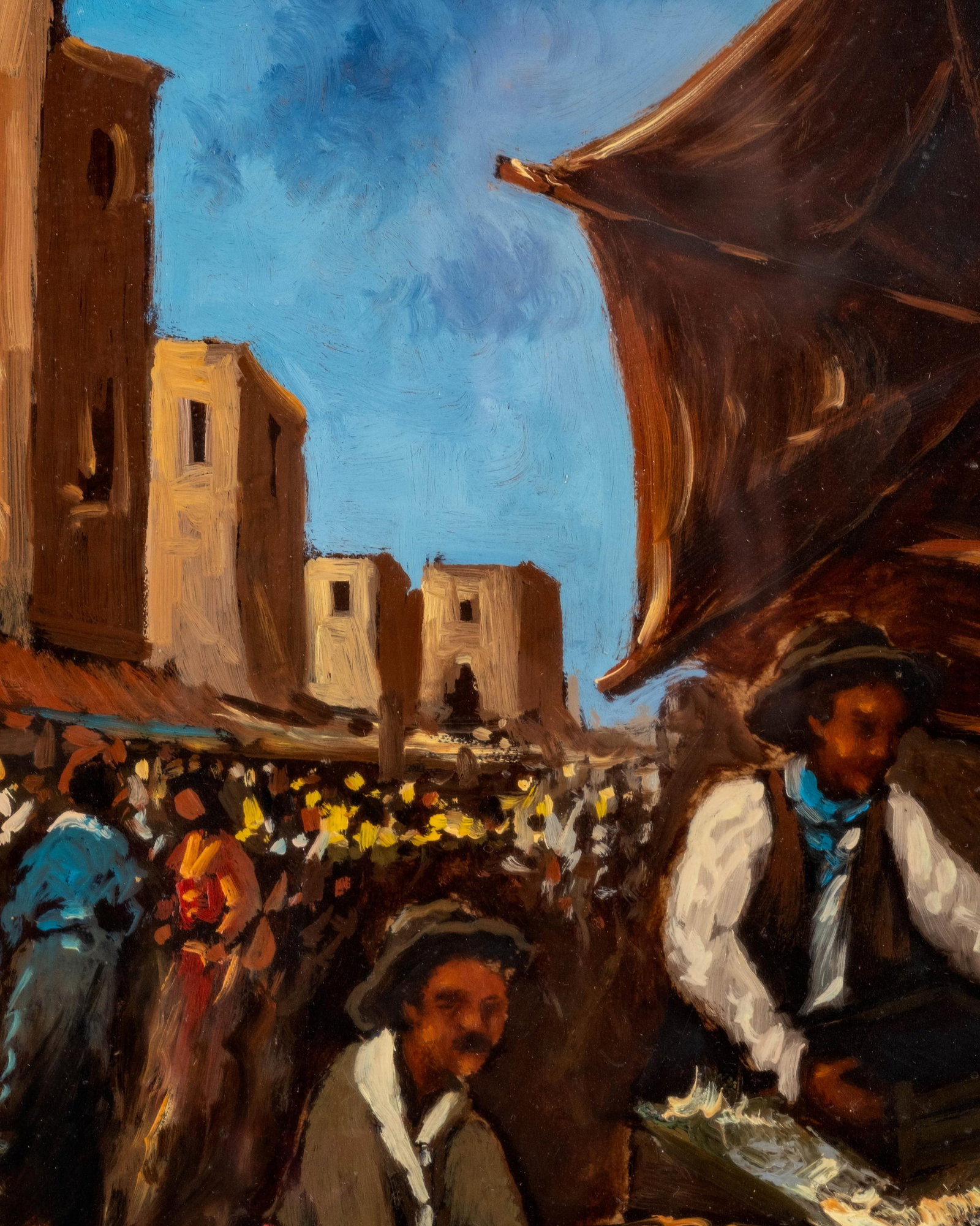 No Reserve- C. Marotta, European, C. 1900, Market Scene Oil Painting, Signed - 5