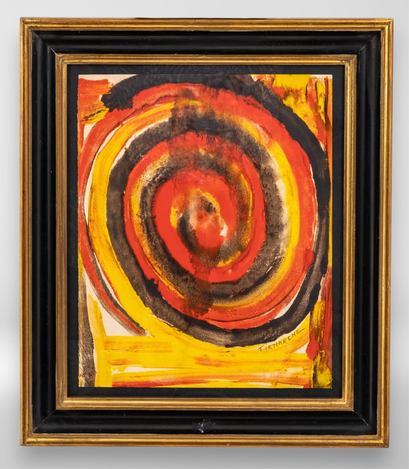 No Reserve- Maurice Tirmarche Signed Gouache on Paper Painting w. Gallery Stamp - 3