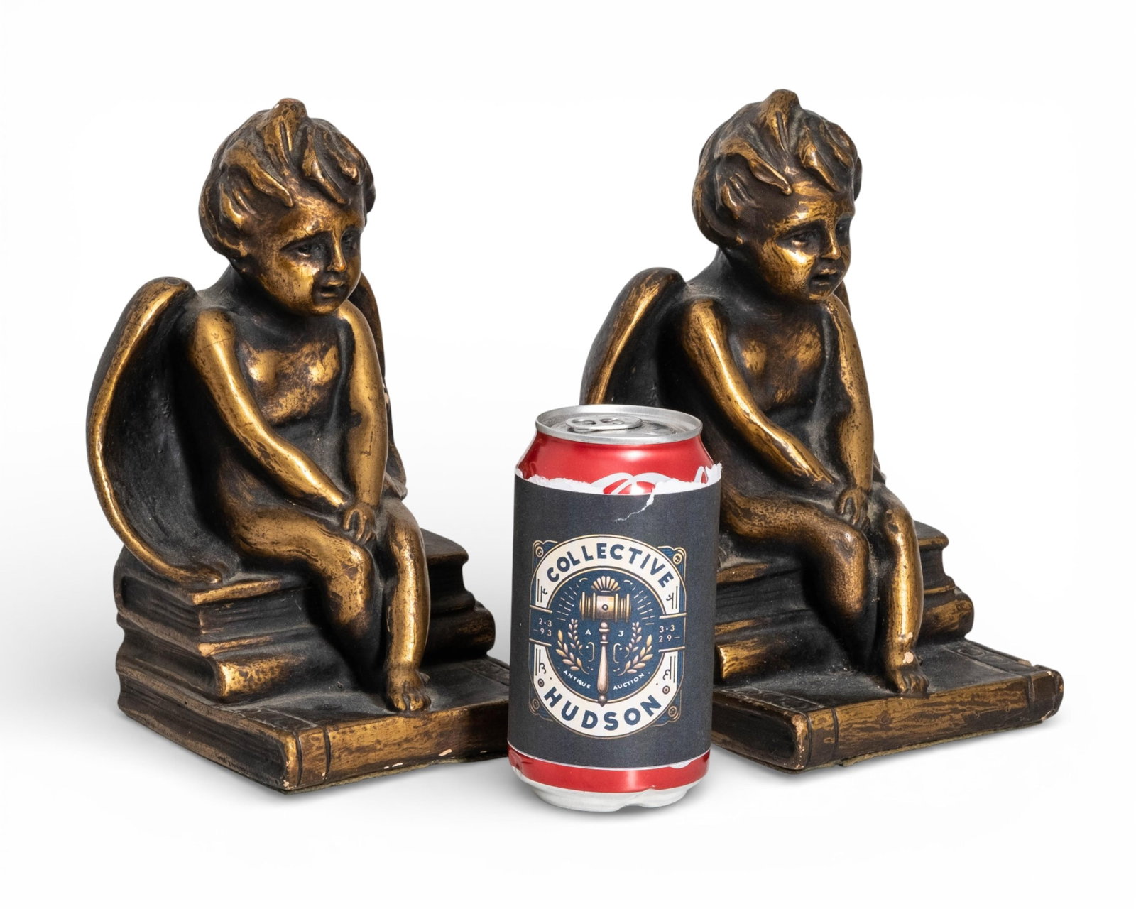 No Reserve- Pair of Italian Export Plaster Putti Bookends, Mid-20th Century - 2