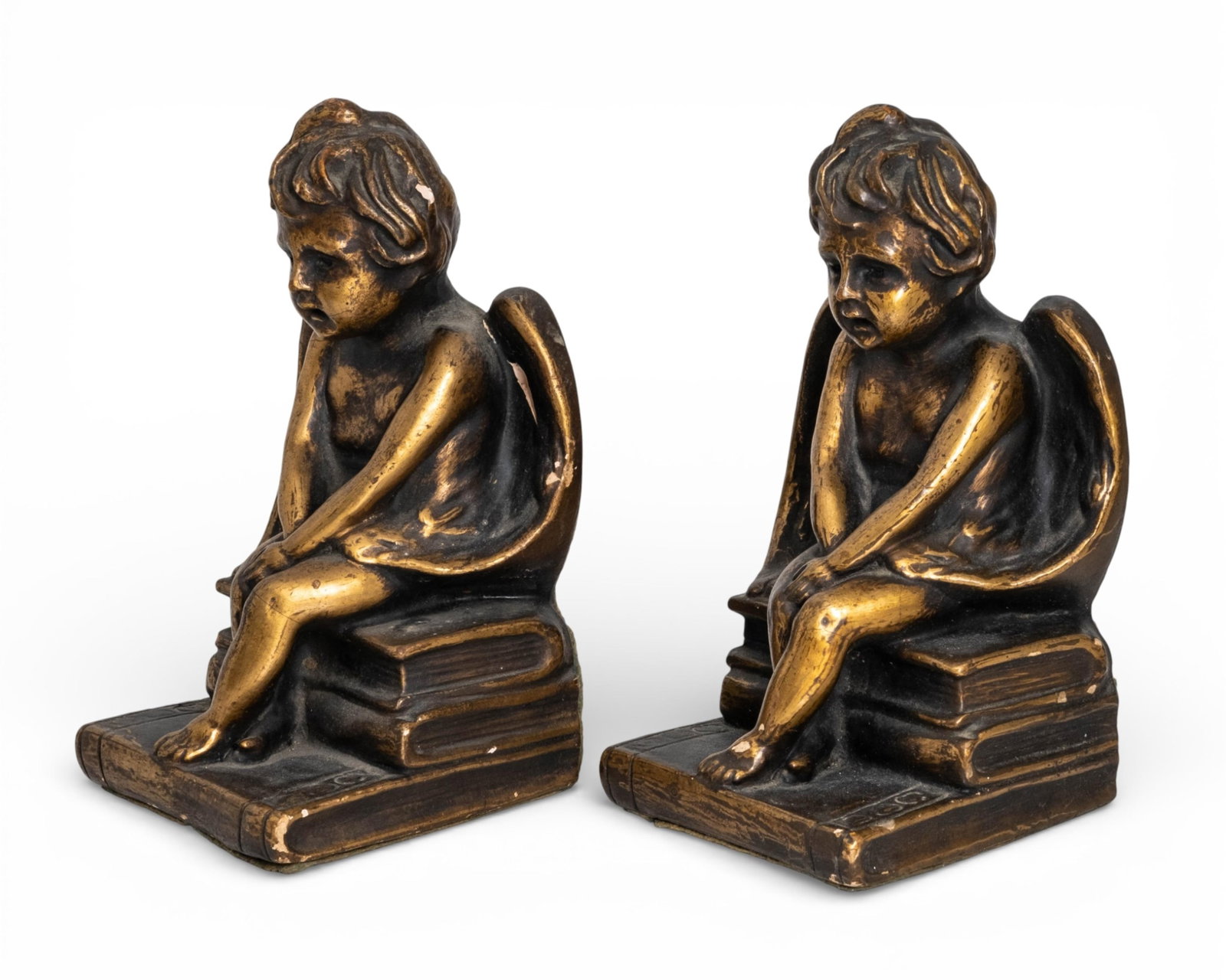 No Reserve- Pair of Italian Export Plaster Putti Bookends, Mid-20th Century - 4