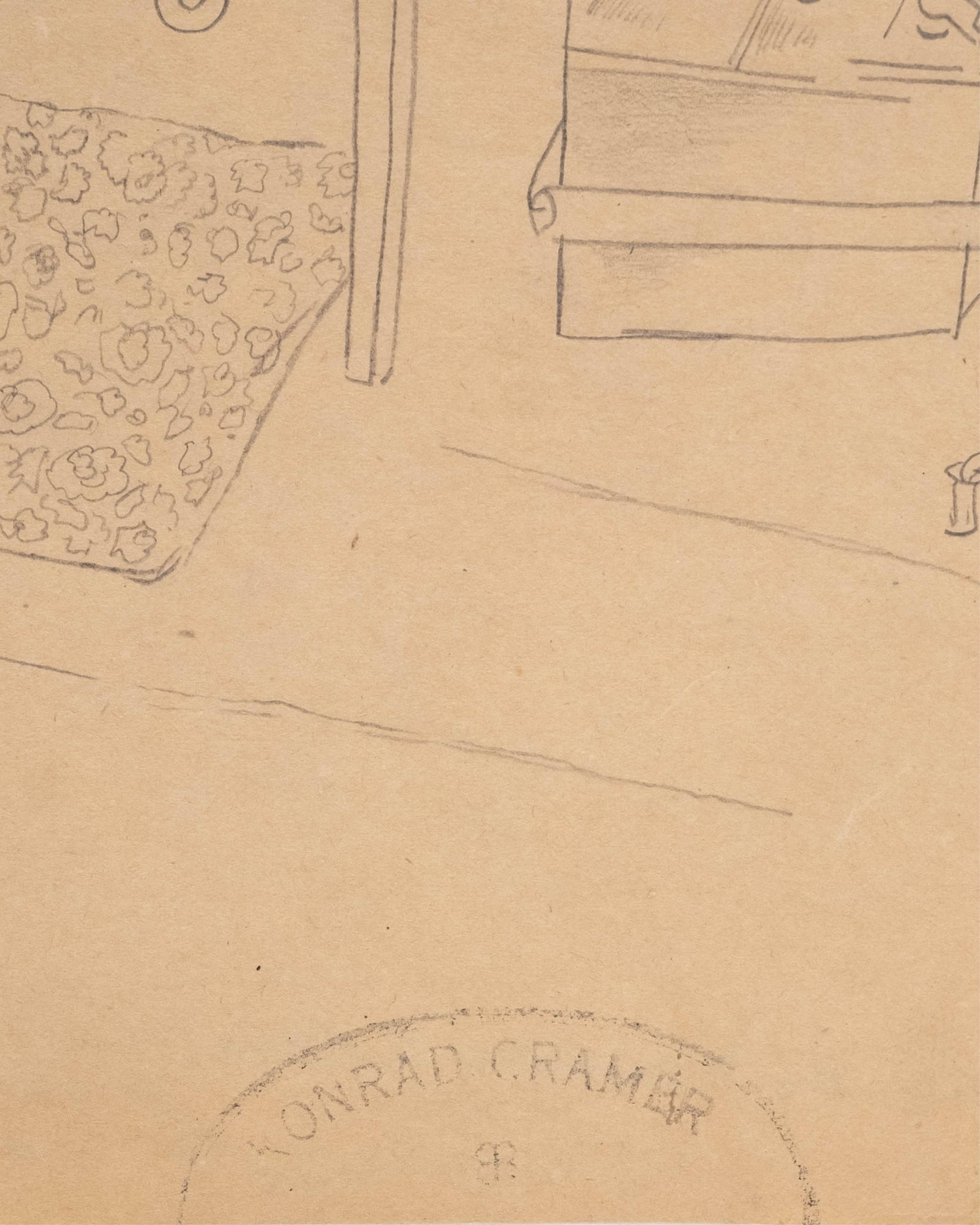 No Reserve- Konrad Cramer Studio-Stamped ‘Radio Repairman’ Pencil Drawing - 3