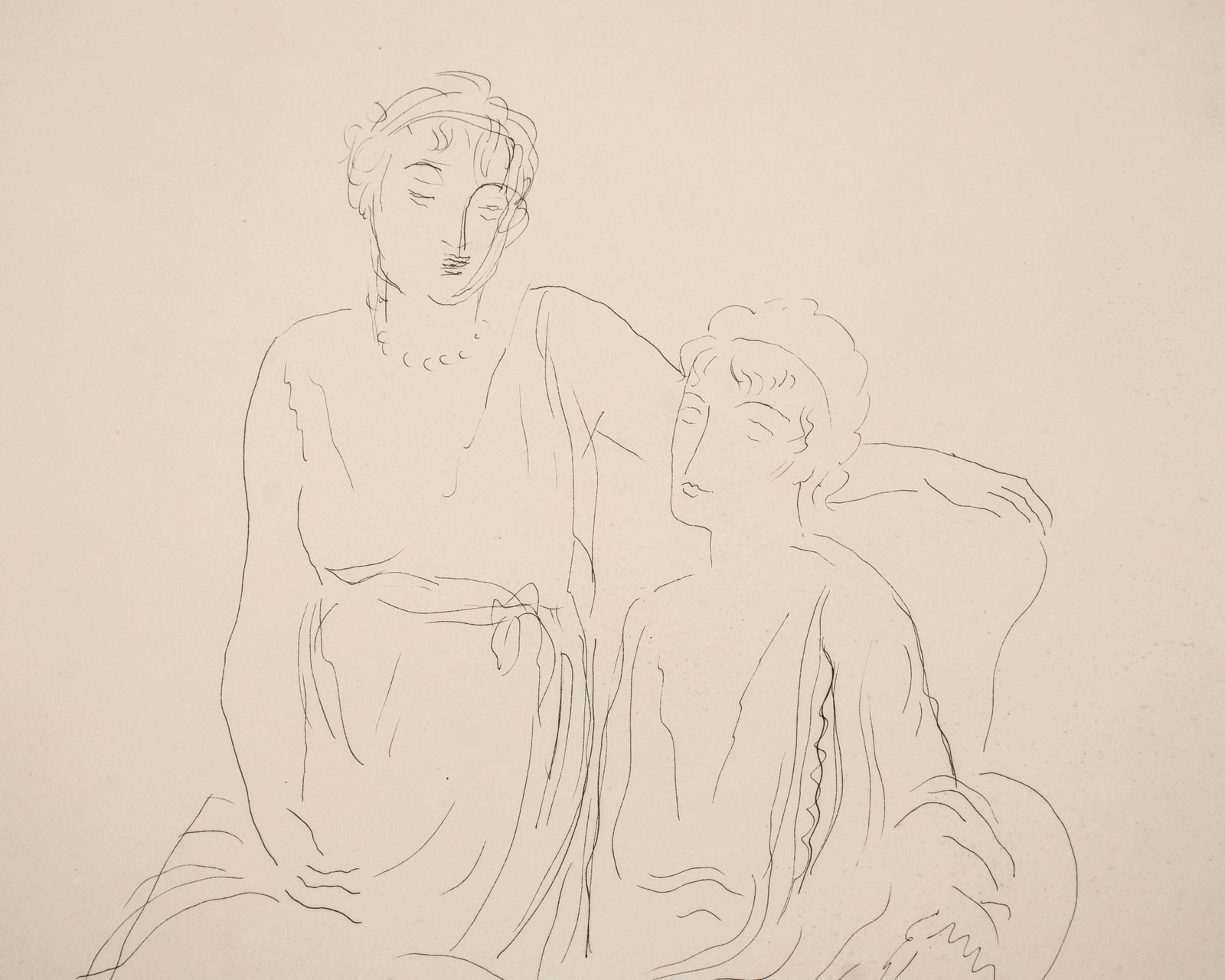 No Reserve- Konrad Cramer Estate Stamped Figure Ink Drawings - 2