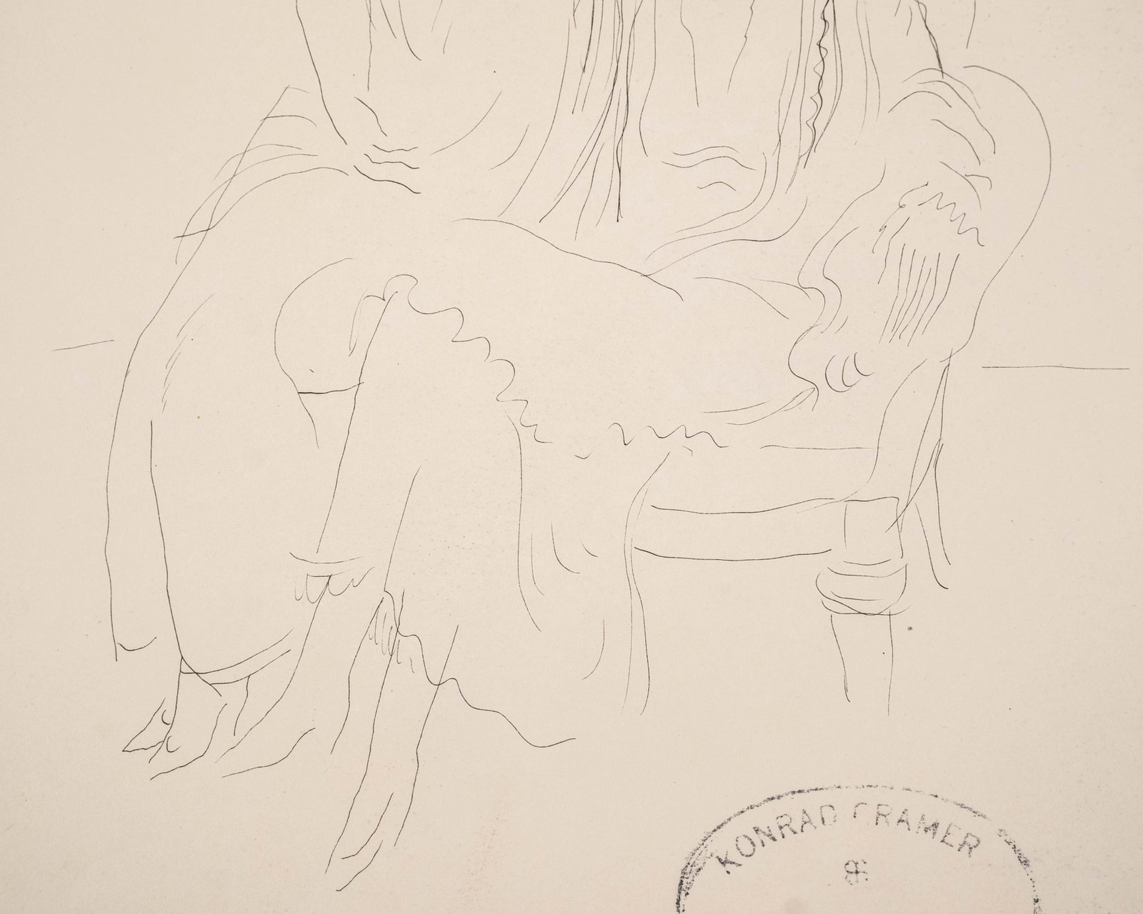 No Reserve- Konrad Cramer Estate Stamped Figure Ink Drawings - 3