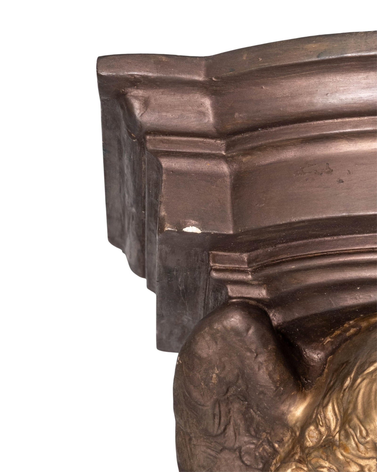 No Reserve- Plaster Wall Shelf with Cherub and Crossed Wings, 20th Century - 2