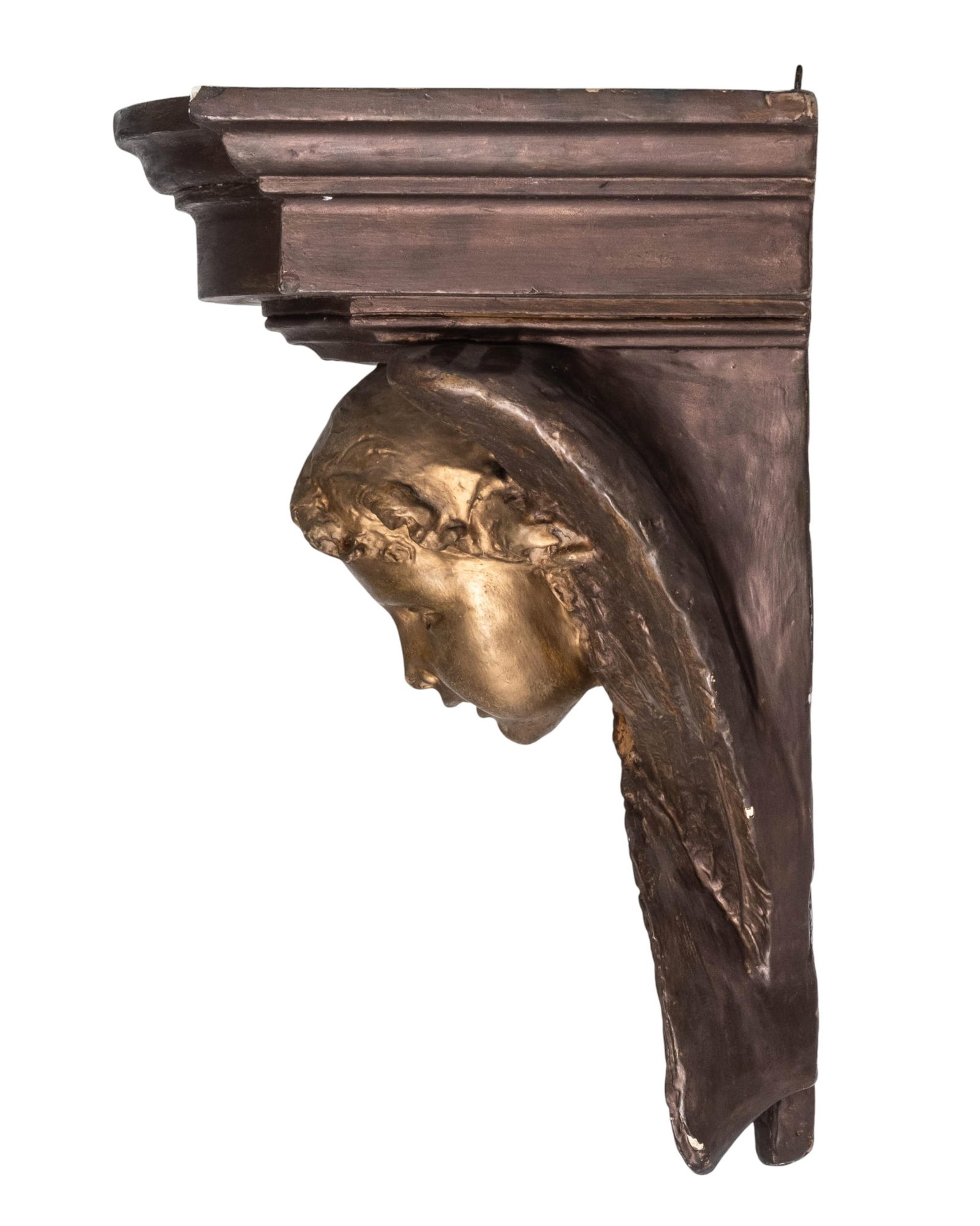 No Reserve- Plaster Wall Shelf with Cherub and Crossed Wings, 20th Century - 7