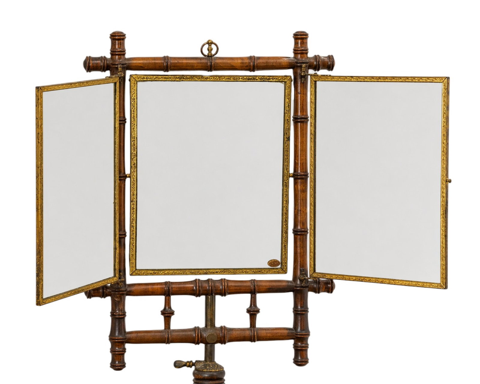 No Reserve- Late 19th Century Aesthetic Movement Faux Bamboo Shaving Stand Mirror - 3