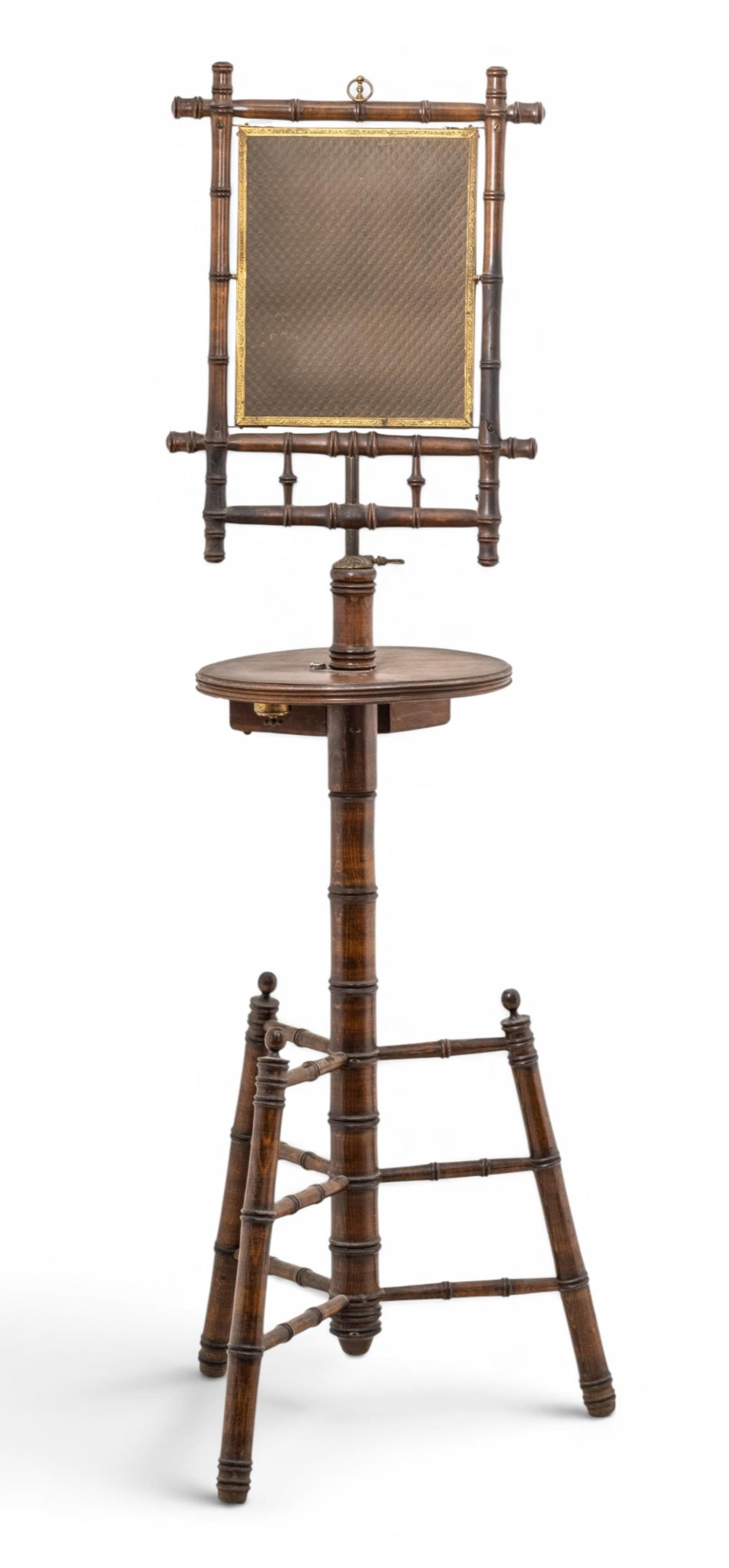 No Reserve- Late 19th Century Aesthetic Movement Faux Bamboo Shaving Stand Mirror - 9