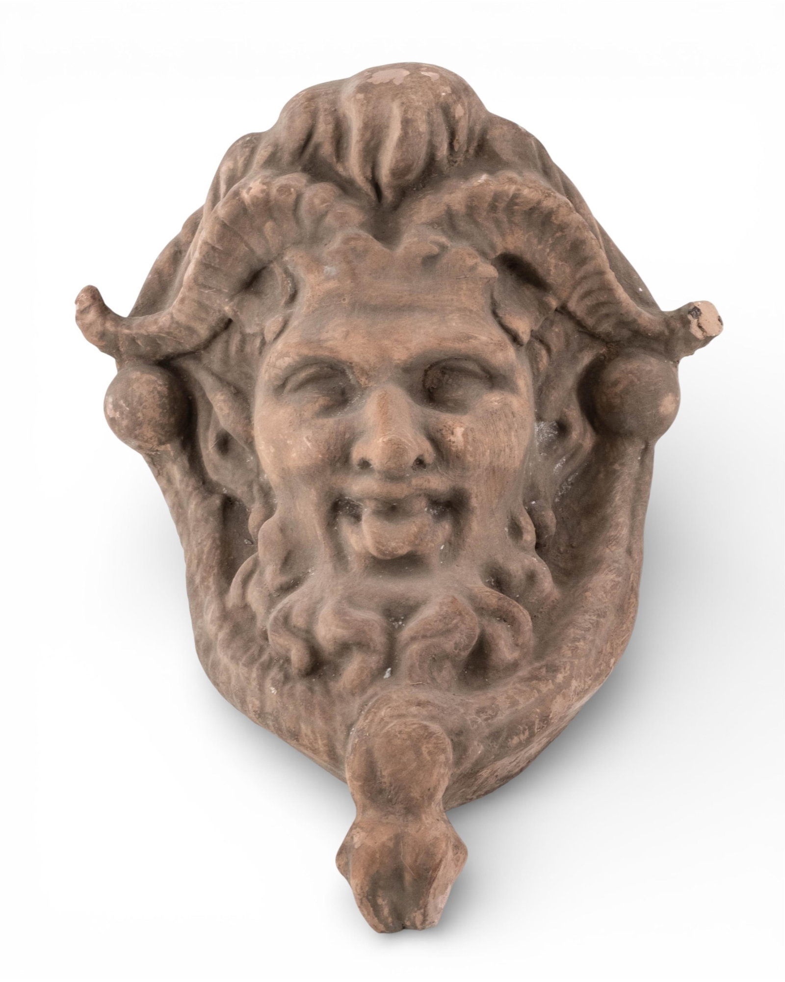 No Reserve- Classical Satyr Face Terracotta Wall Plaque Garden Mask (1 of 8)