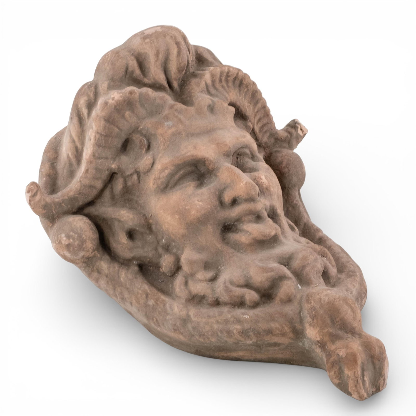 No Reserve- Classical Satyr Face Terracotta Wall Plaque Garden Mask - 2