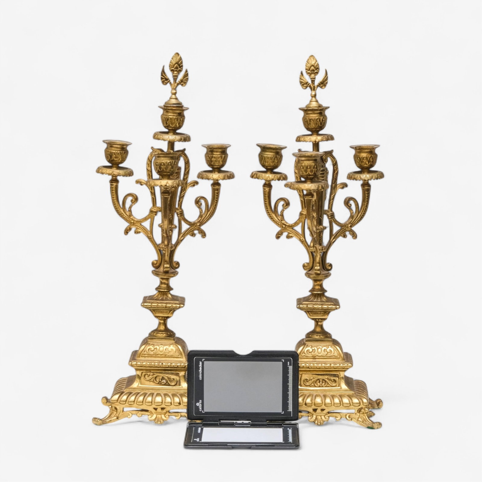 No Reserve- Pair of Bronze Candelabras,17-in French Napoleon III 19th Century - 9
