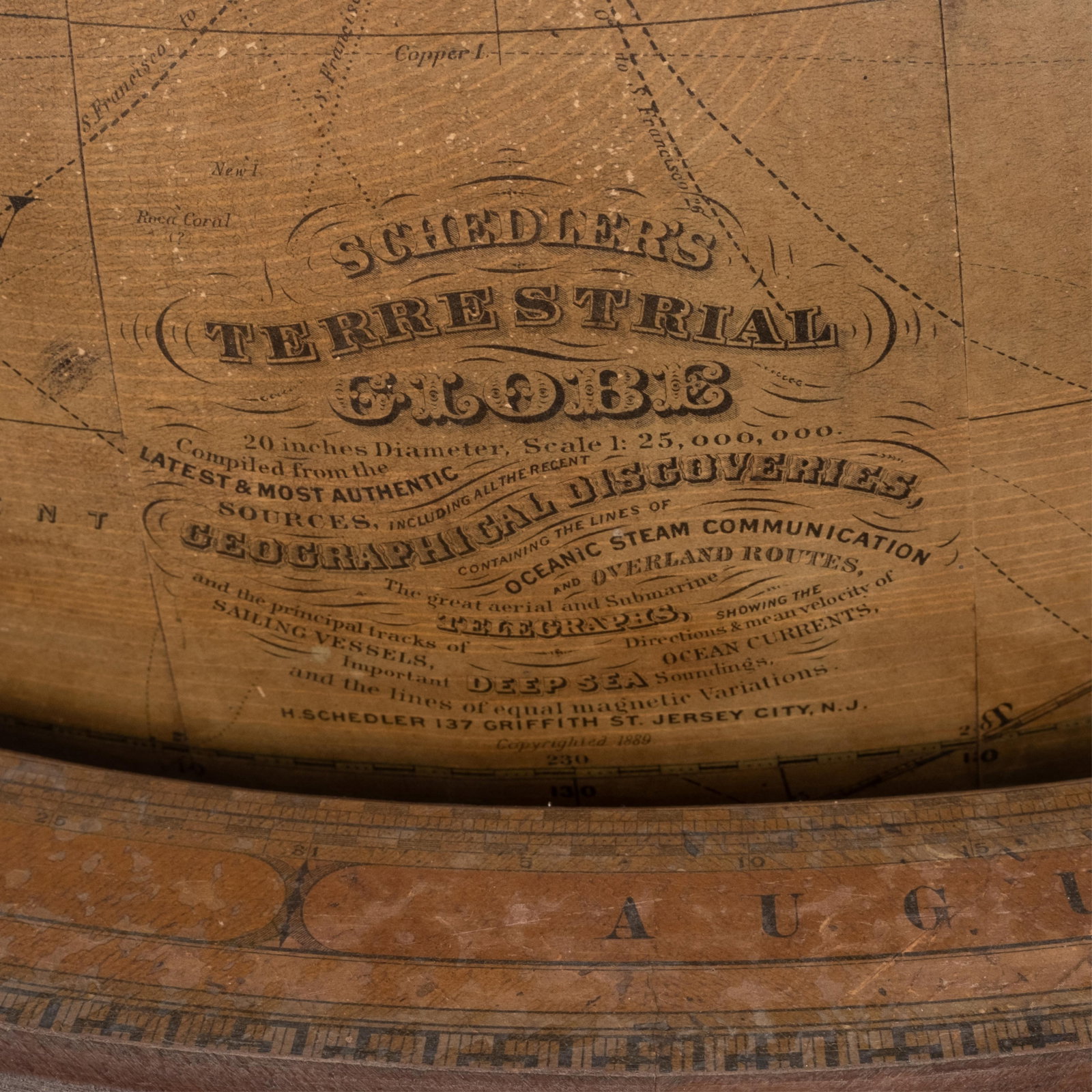 No Reserve- Schedler’s Terrestrial Floor Globe On Wood Stand 19th Century - 2