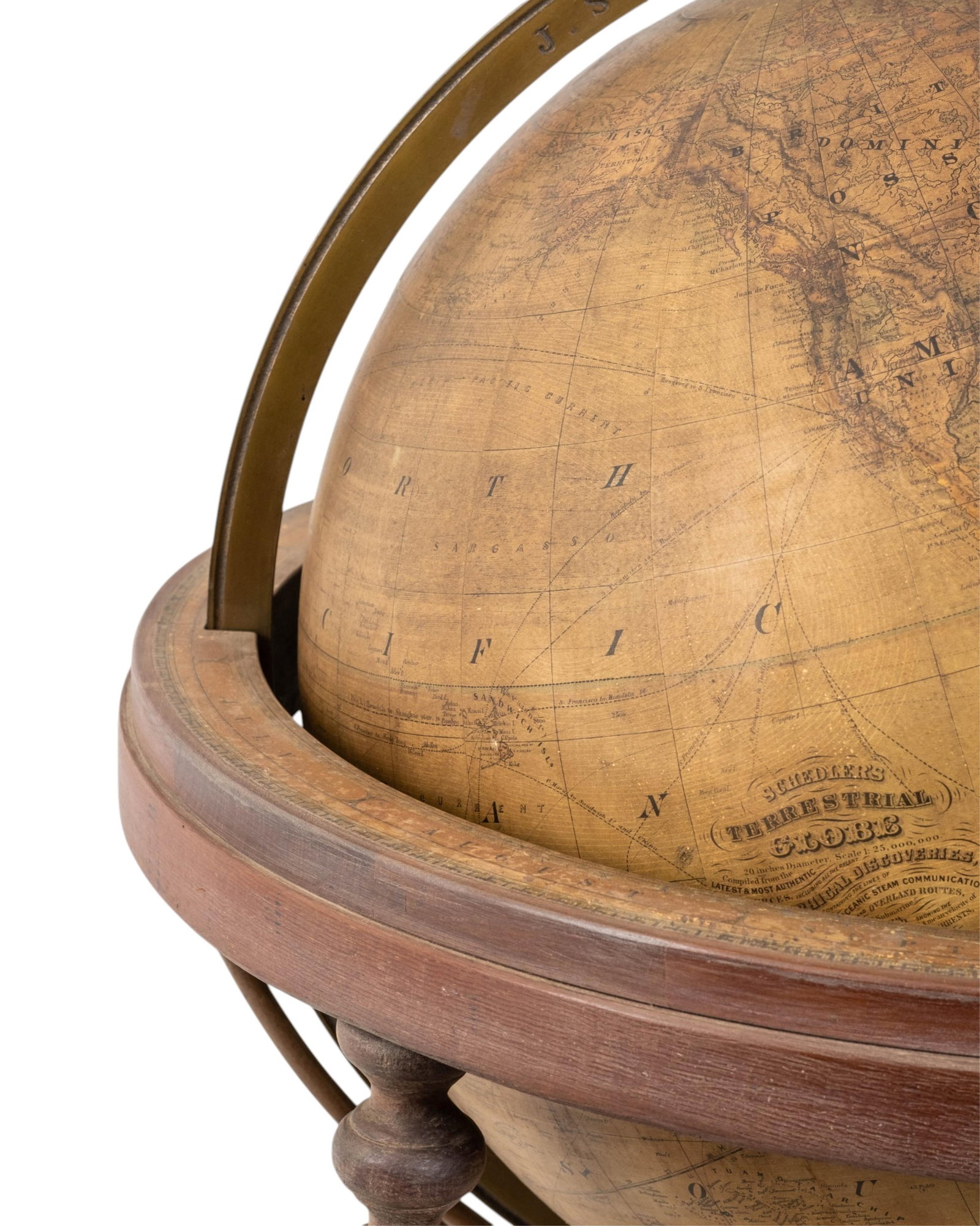 No Reserve- Schedler’s Terrestrial Floor Globe On Wood Stand 19th Century - 5