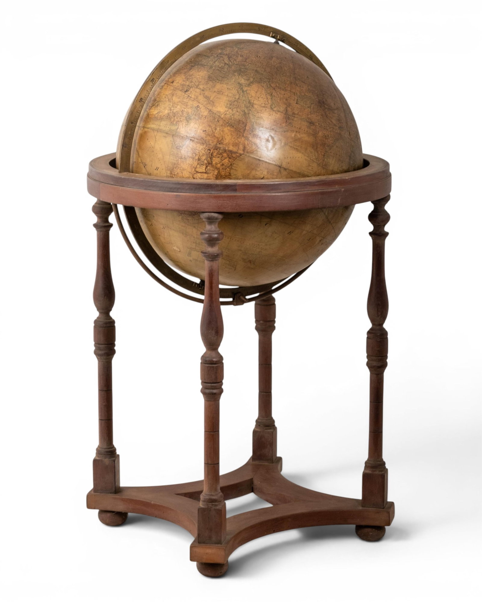 No Reserve- Schedler’s Terrestrial Floor Globe On Wood Stand 19th Century - 8