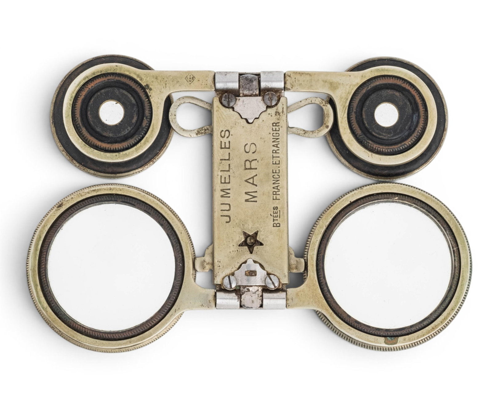 No Reserve- Jumelles Mars Folding Antique Theater Binocular Glasses w. Case - 5