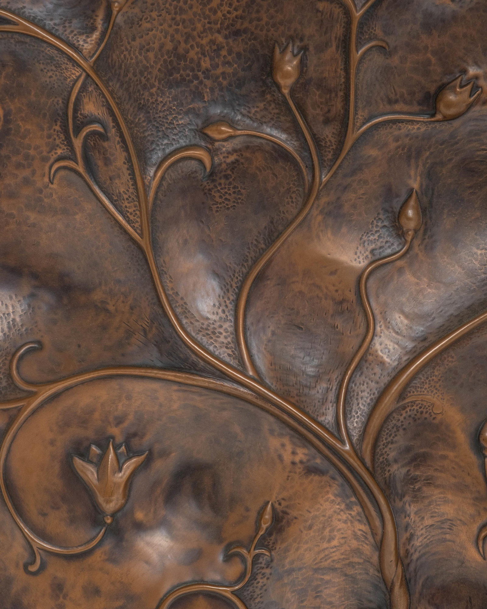 No Reserve- Studio Cellini Art Nouveau Repousse Italian Copper Relief Sculpture, Leda and the Swan - 12