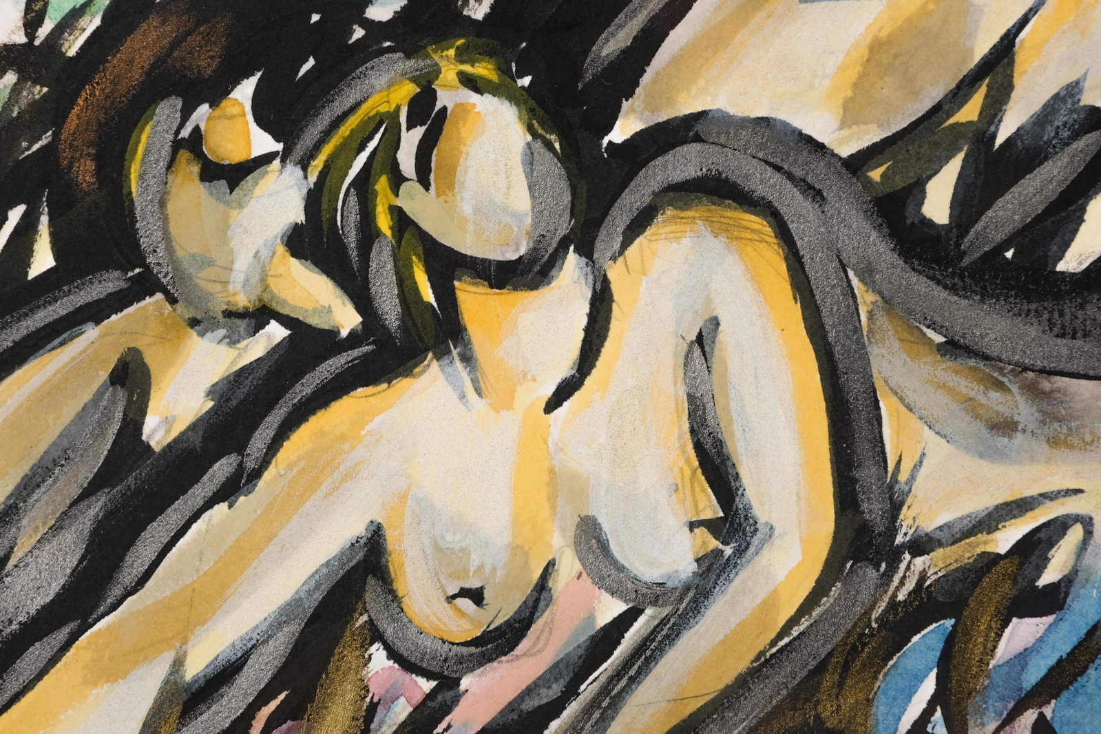 No Reserve- Alain Pouillet ‘The Bathers’, 1986, Signed Gouache and Watercolor Painting - 6
