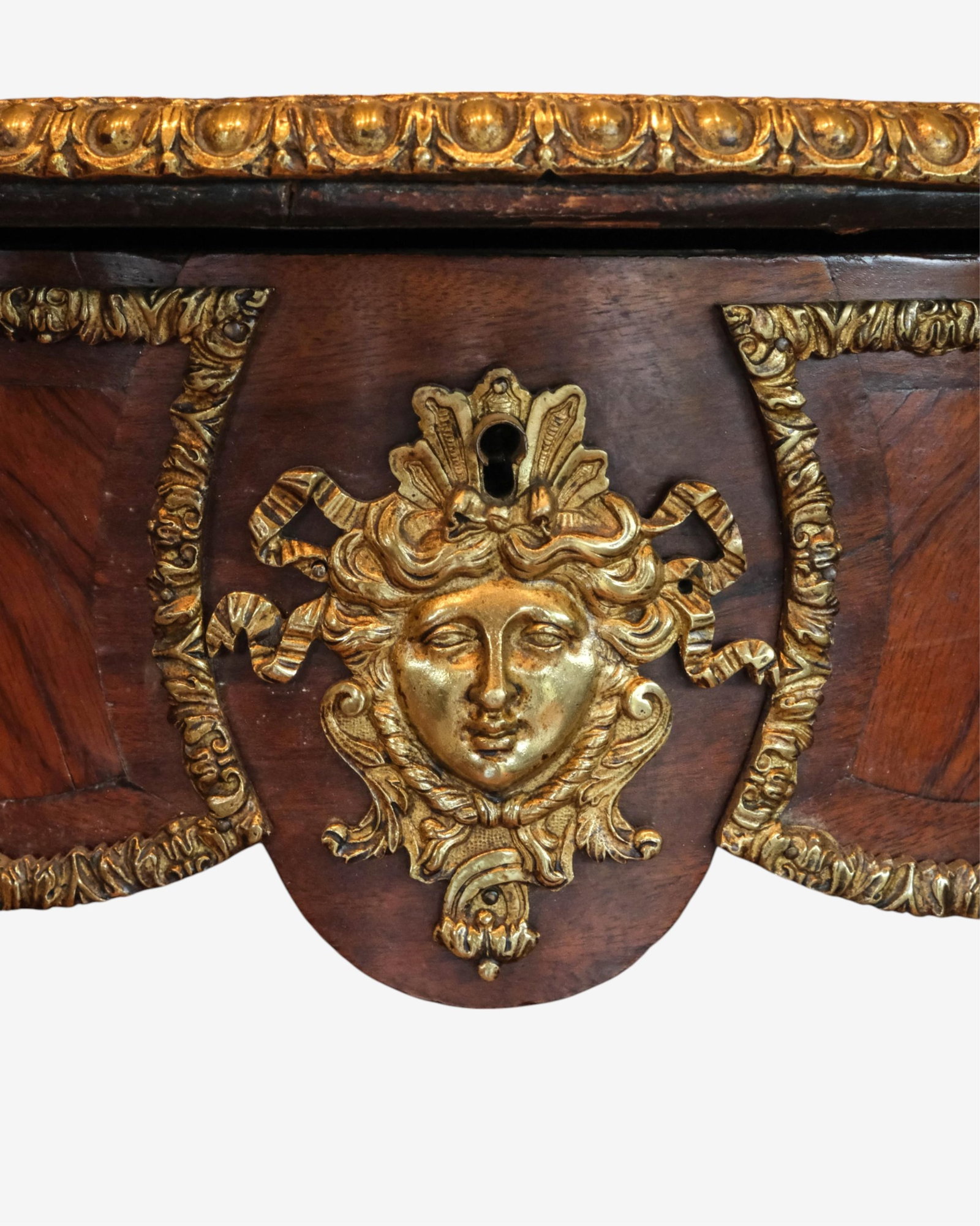 No Reserve- Louis XV Kingwood Center Table with Ormolu Masks & Putti 19th Century - 9