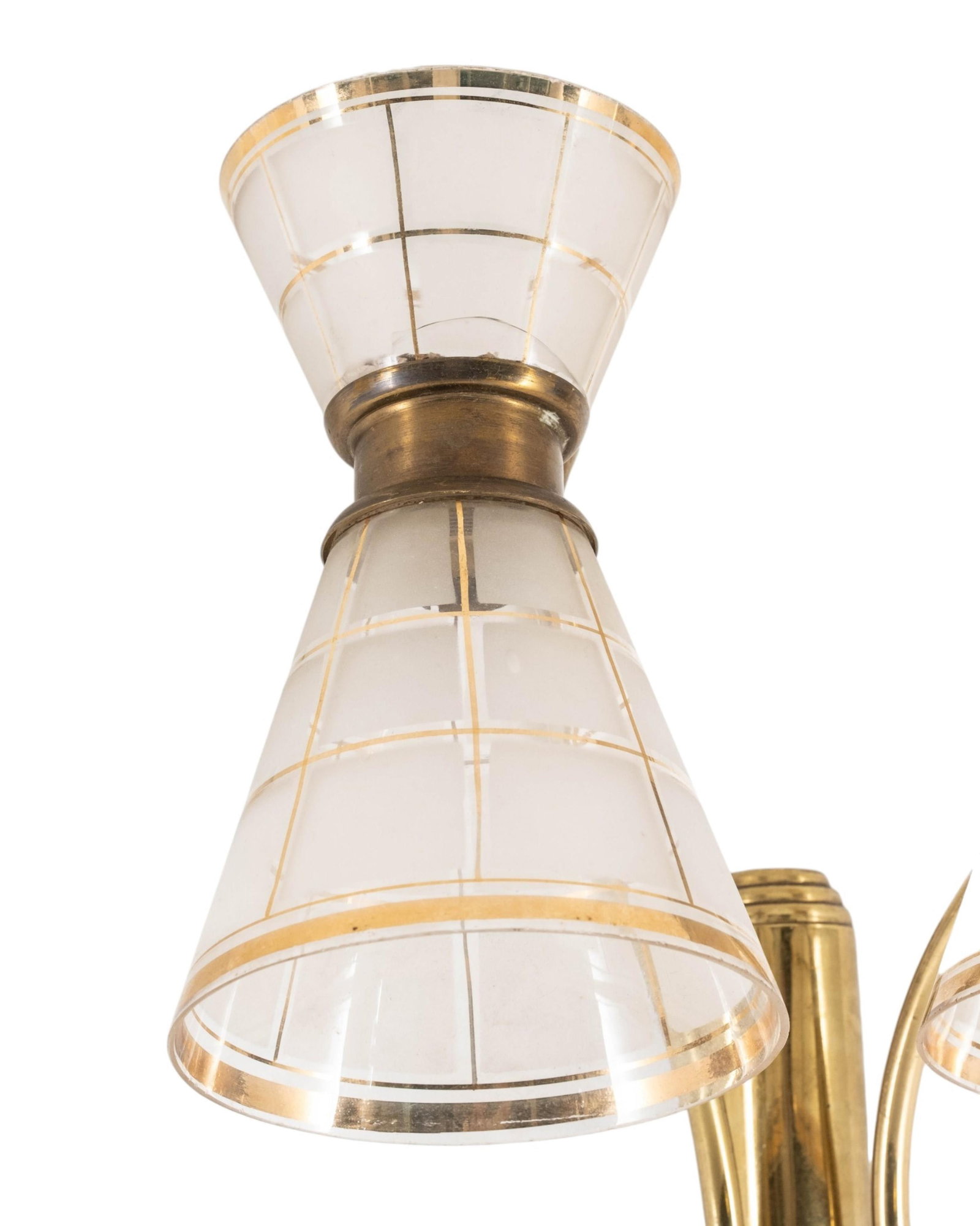 No Reserve- Arlus (attrib) Mid-Century Brass and Glass Wall Sconce - 3