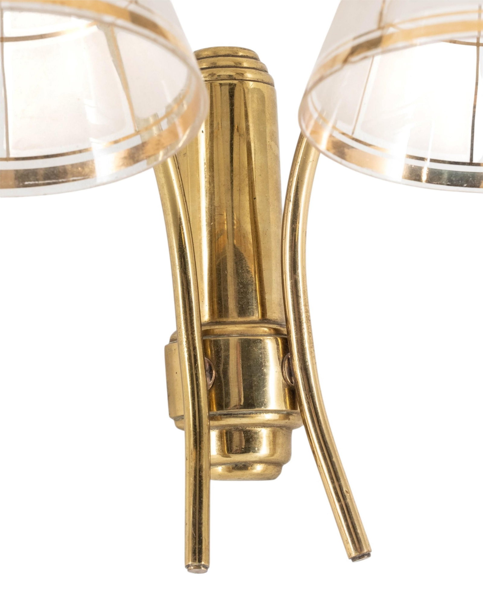 No Reserve- Arlus (attrib) Mid-Century Brass and Glass Wall Sconce - 5