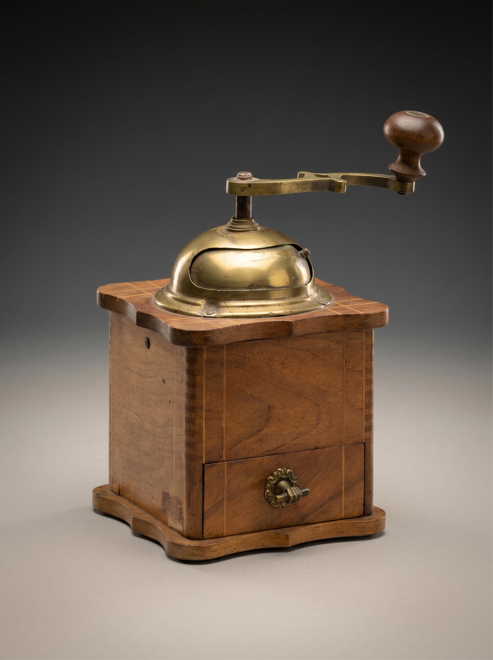 No Reserve- Antique Coffee Grinder with Brass Dome (1 of 13)