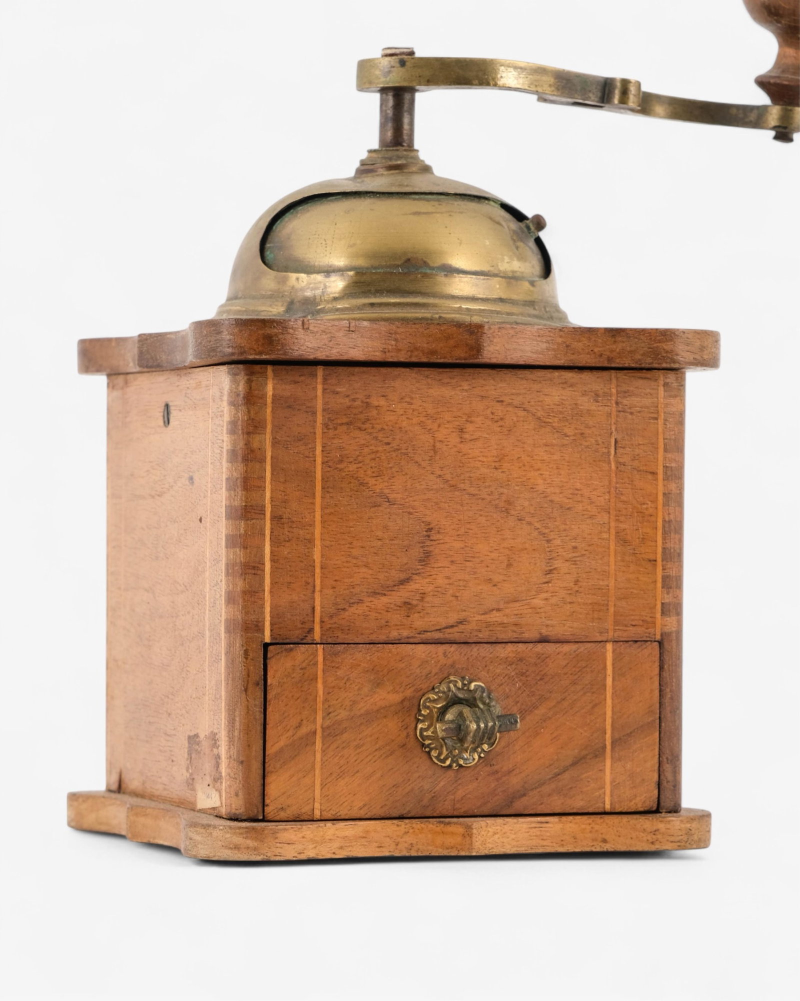 No Reserve- Antique Coffee Grinder with Brass Dome - 2