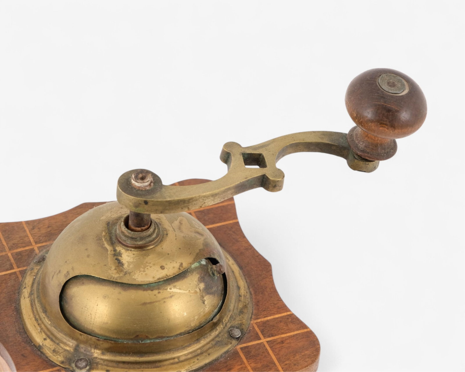 No Reserve- Antique Coffee Grinder with Brass Dome - 3