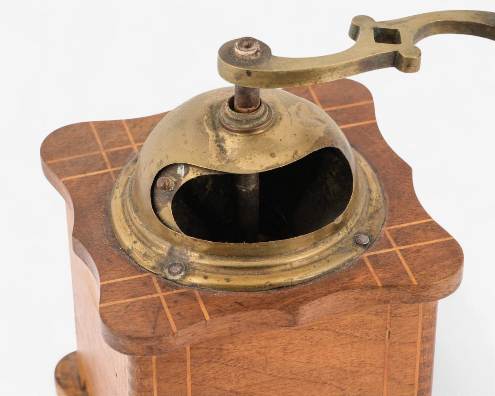 No Reserve- Antique Coffee Grinder with Brass Dome - 4