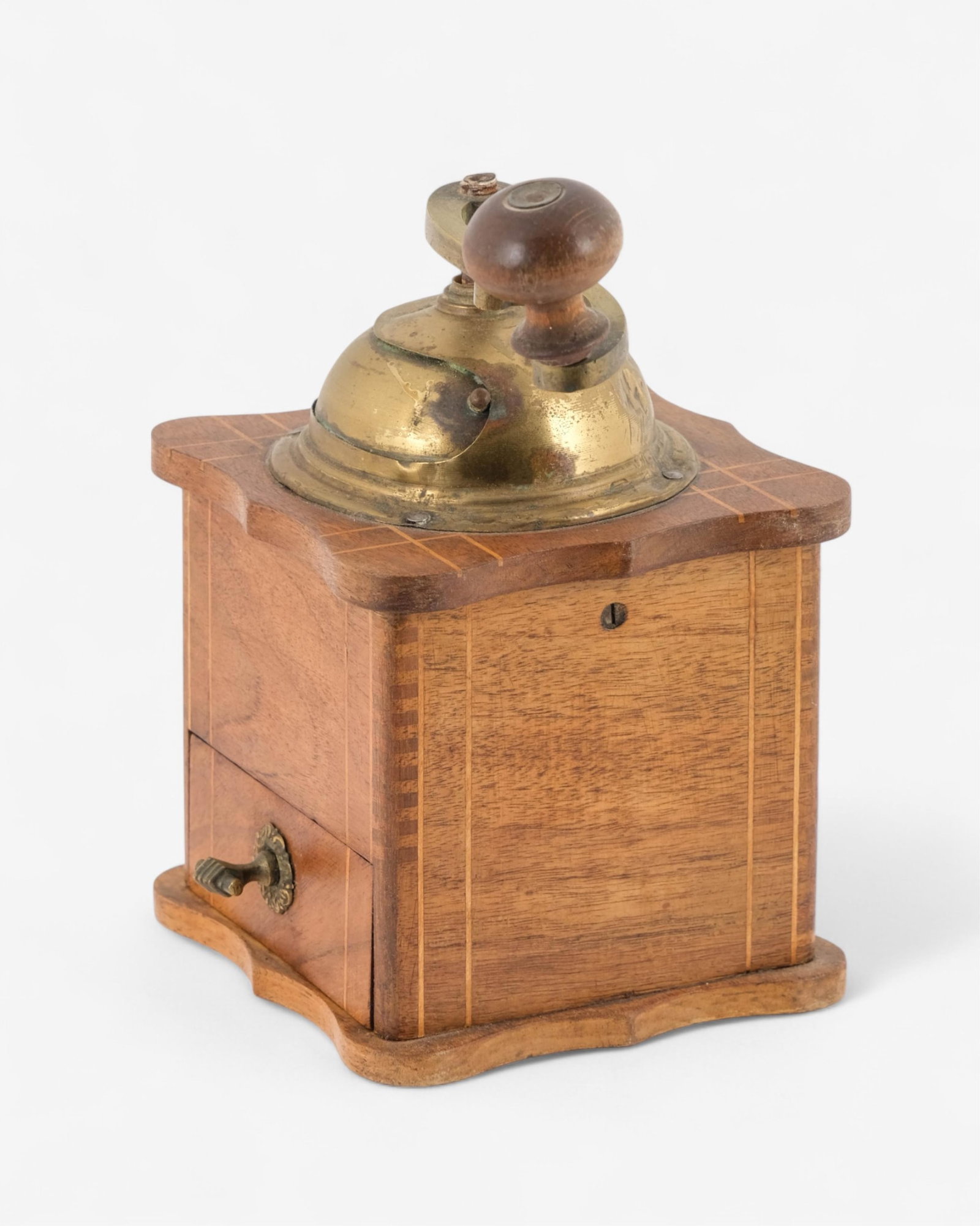 No Reserve- Antique Coffee Grinder with Brass Dome - 8