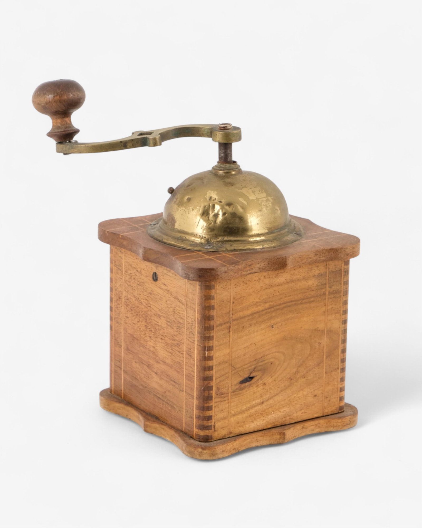 No Reserve- Antique Coffee Grinder with Brass Dome - 9