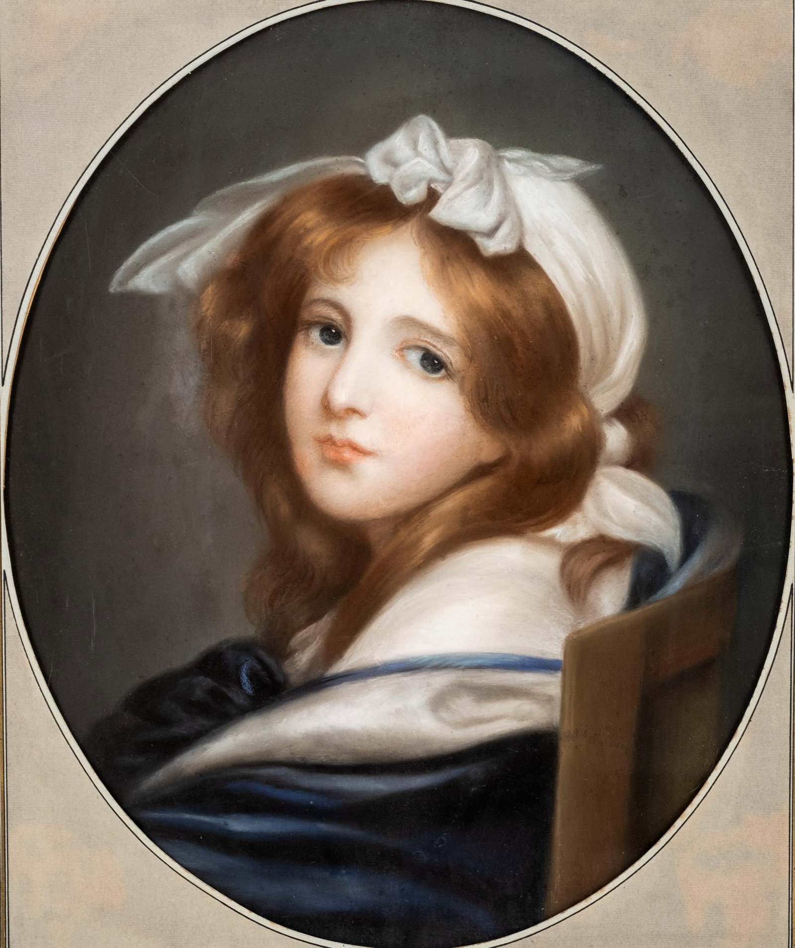 No Reserve- Jean-Baptiste Greuze, attrib. Young Girl Pastel Painting, Late 18th -Early 19th C - 2