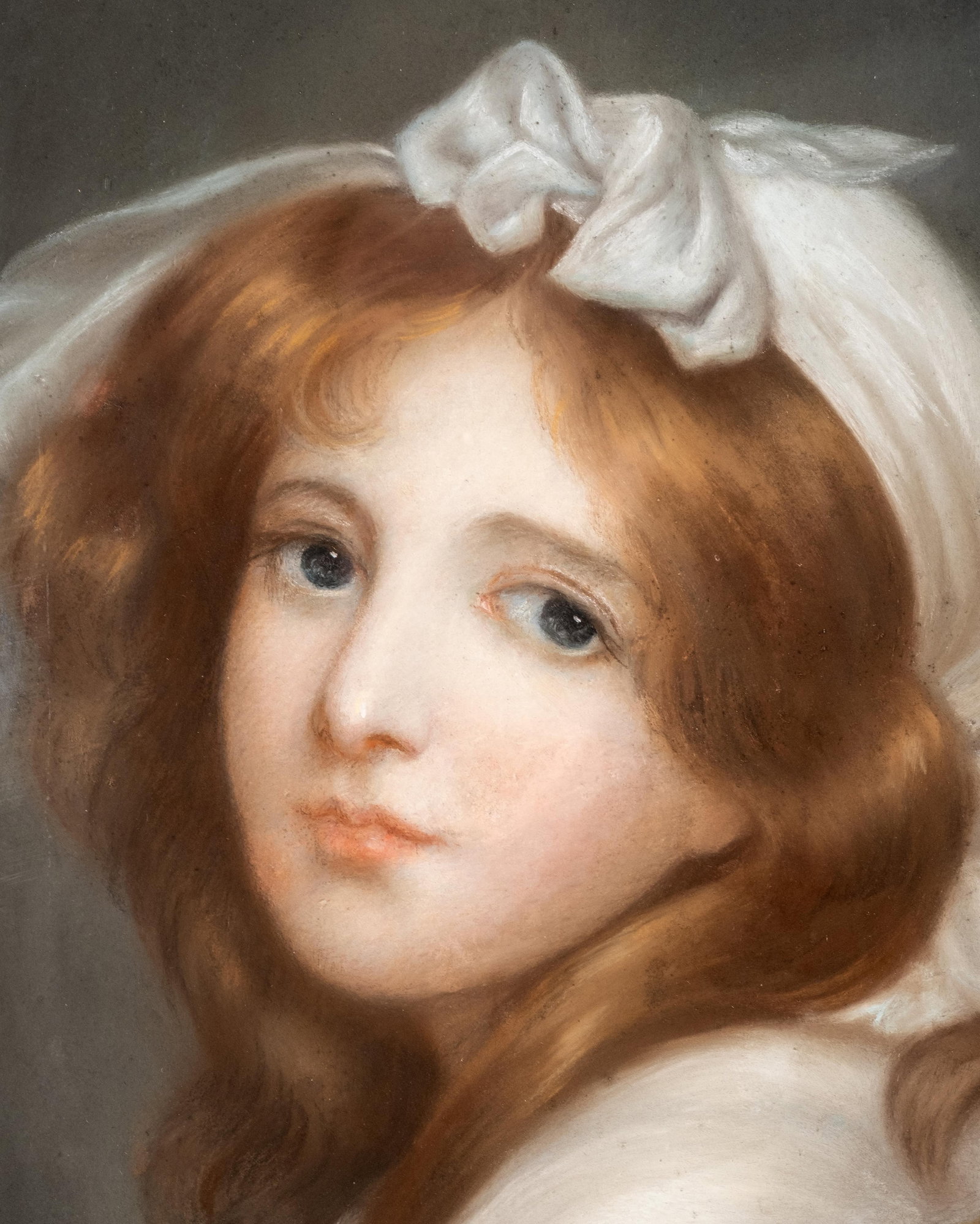 No Reserve- Jean-Baptiste Greuze, attrib. Young Girl Pastel Painting, Late 18th -Early 19th C - 4